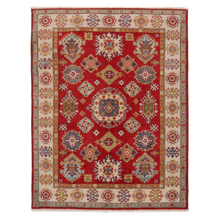 Red Color Kazak Rug 5' 0" x 6' 7" ft / 153 x 201 cm - No. W34128