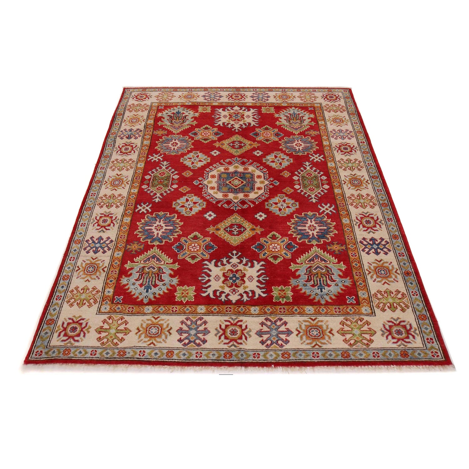 Red Color Kazak Rug 5' 0" x 6' 7" ft / 153 x 201 cm - No. W34128