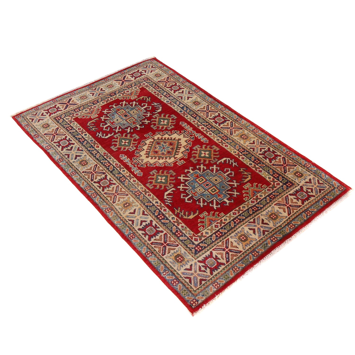 Hand Knotted Kazak Oriental Rug 3' 3" x 5' 2" ft / 99 x 158 cm - No. W34130