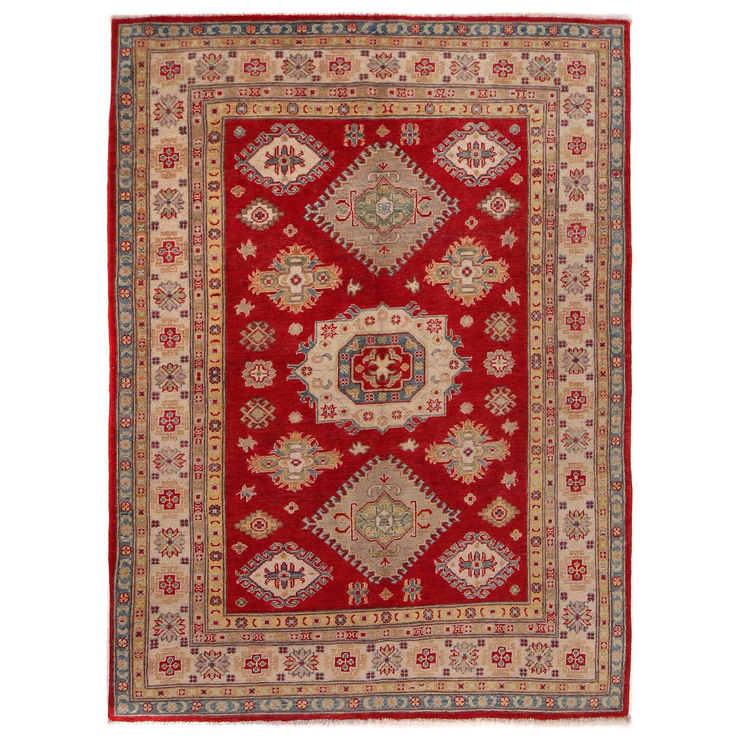 Red Color Kazak Rug 4' 11" x 6' 10" ft / 151 x 208 cm - No. W34133