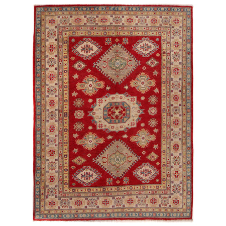 Red Color Kazak Rug 4' 11" x 6' 10" ft / 151 x 208 cm - No. W34133