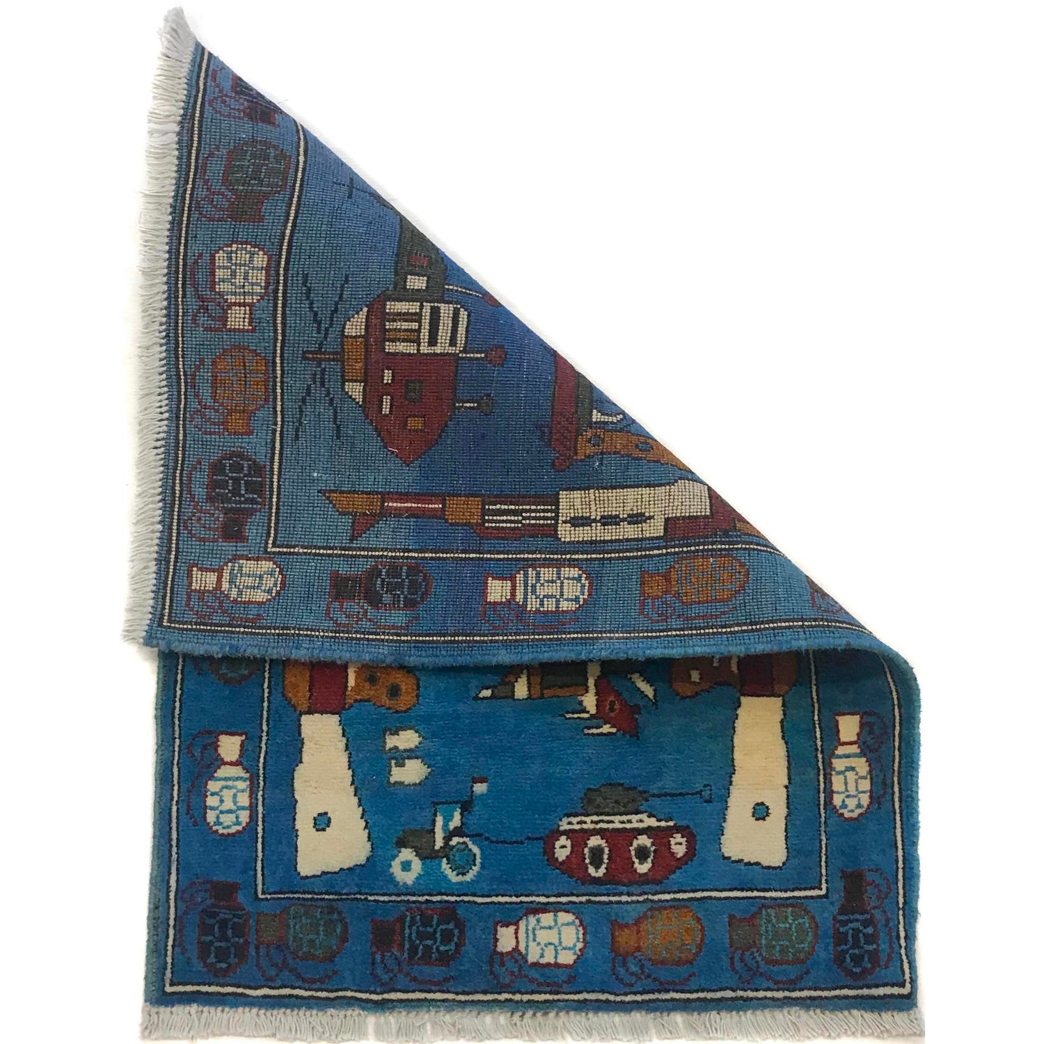 Hand-Knotted Afghan War Carpet 2' 2" x 2' 11" ft / 65 x 88 cm - No. W34584