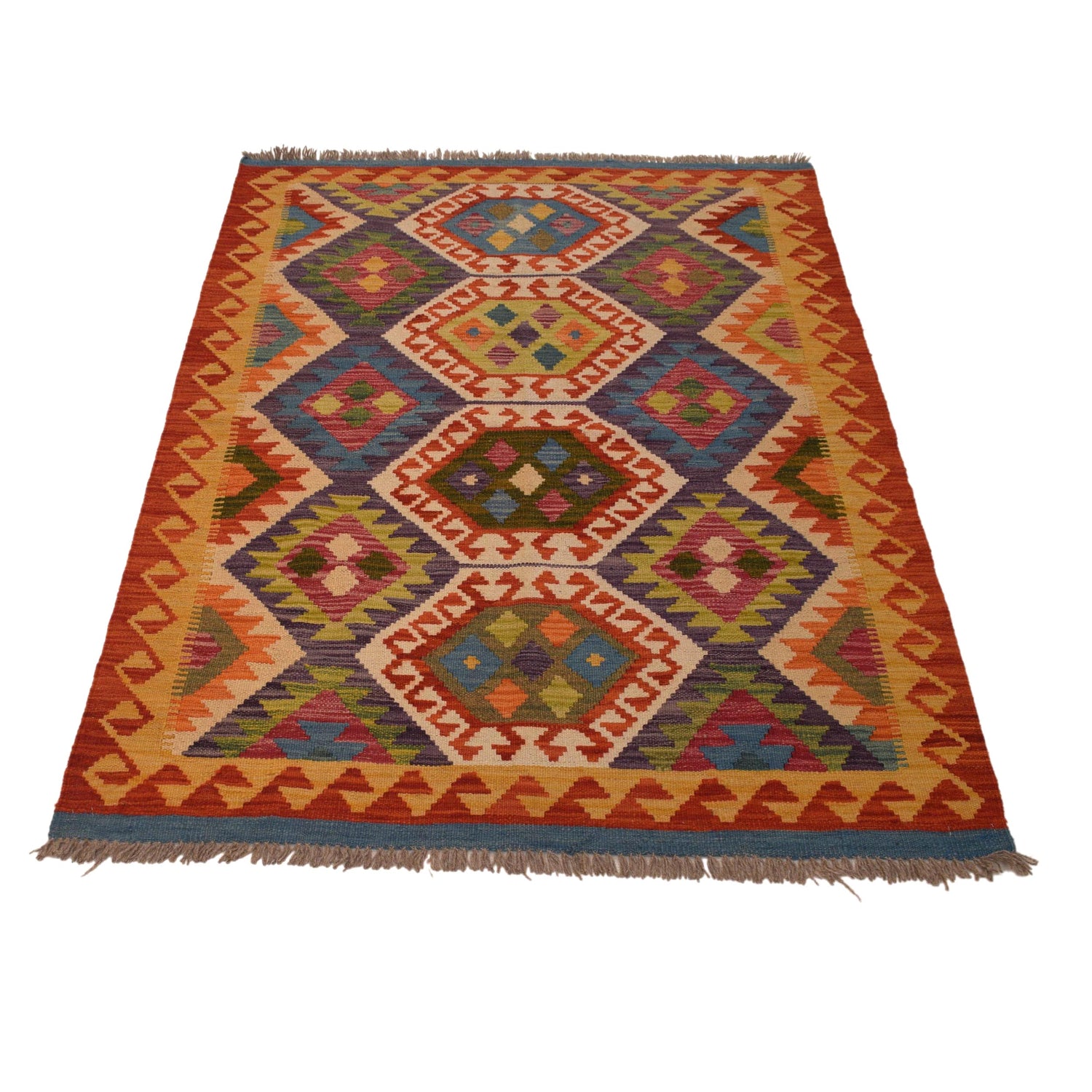 Handmade Afghan Vegetable Kilim 3' 3" x 5' 0" ft / 100 x 152 cm - No. W34752