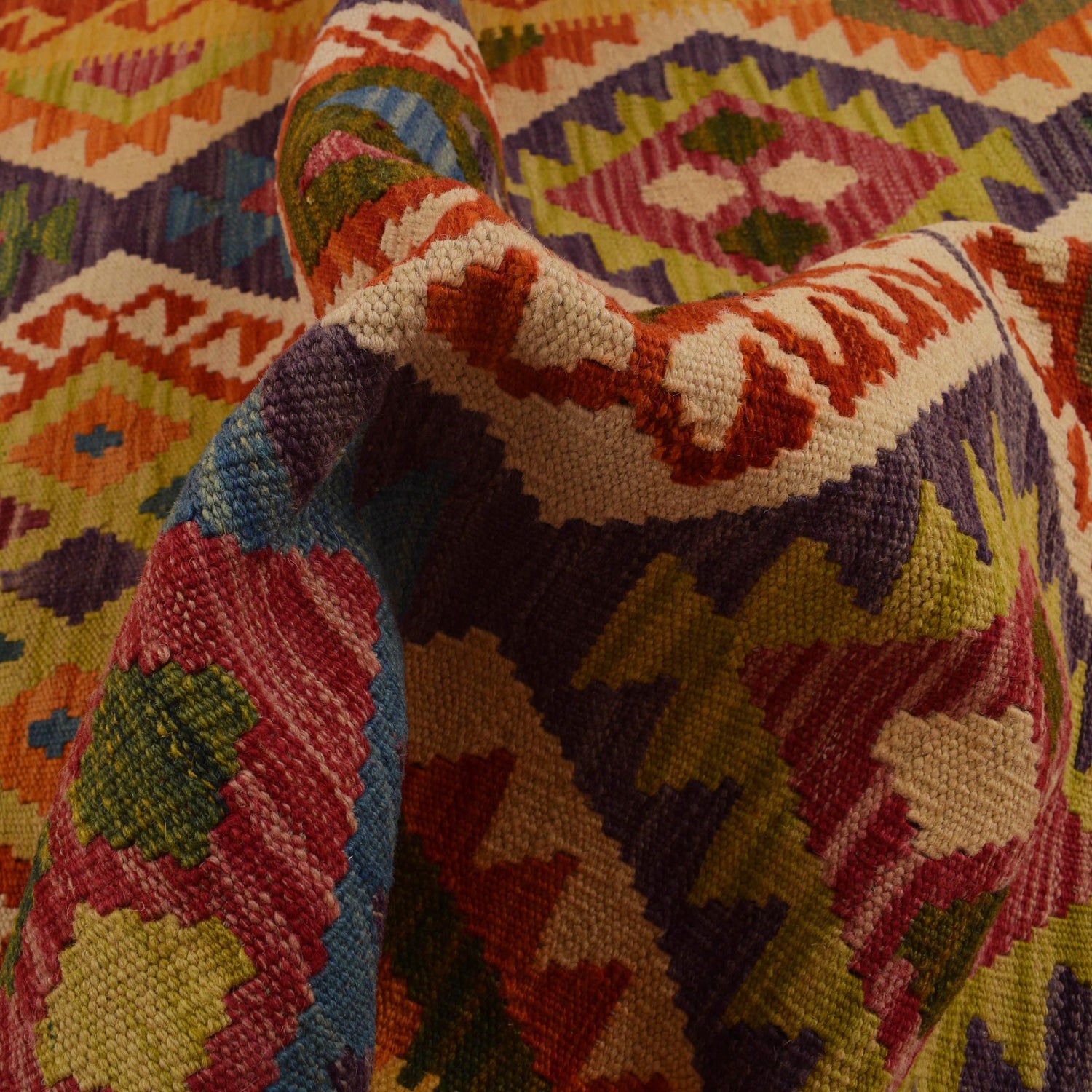 Handmade Afghan Vegetable Kilim 3' 3" x 5' 0" ft / 100 x 152 cm - No. W34752