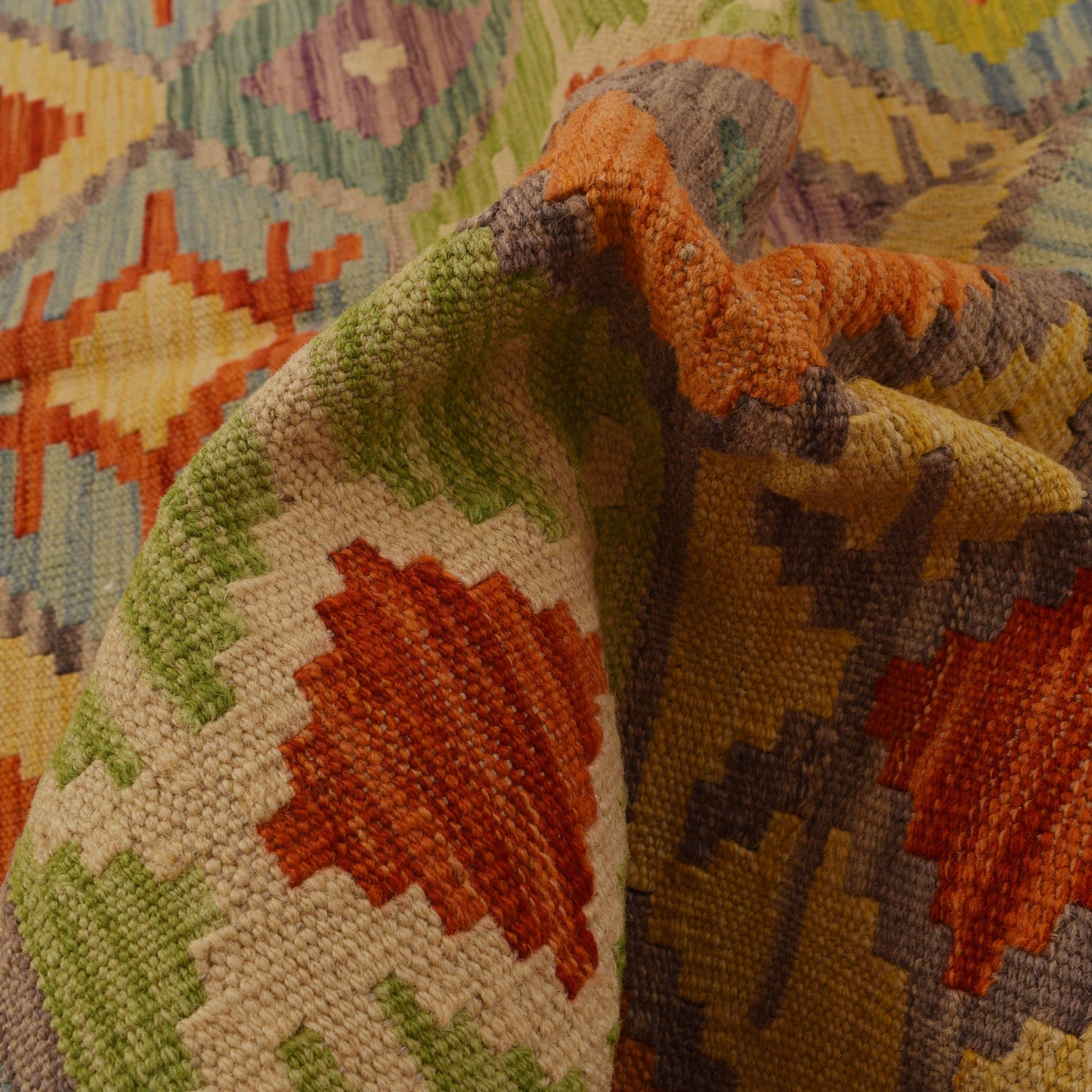 Hand Woven Wool Kelim 4' 11" x 6' 4" ft / 149 x 194 cm - No. W34753
