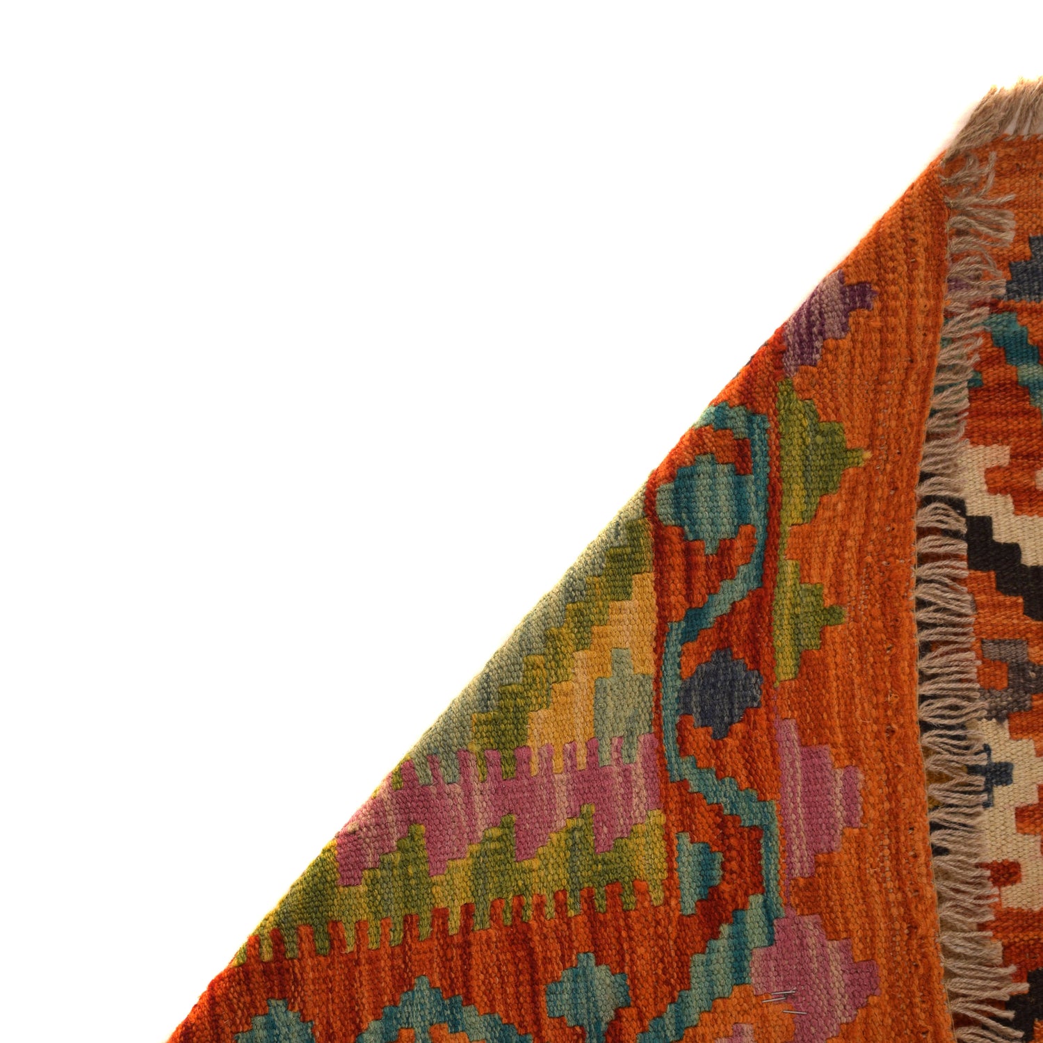 Hand Woven Wool Kelim 5' 0" x 6' 3" ft / 152 x 191 cm - No. W34755