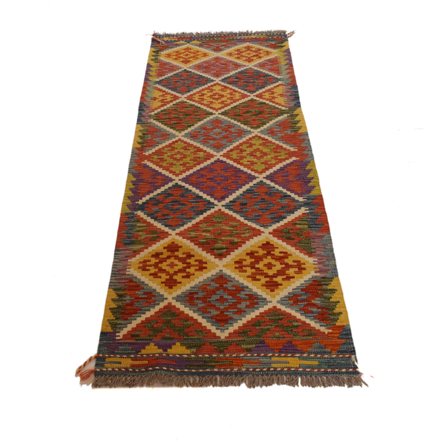 Short Kilim Runner 2' 3"x 6' 4" ft / 68 x 192 cm - No. W34761