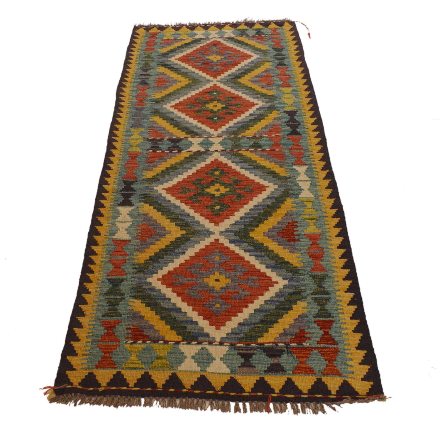 Short Kilim Runner 2' 5"x 6' 7" ft / 73 x 200 cm - No. W34764