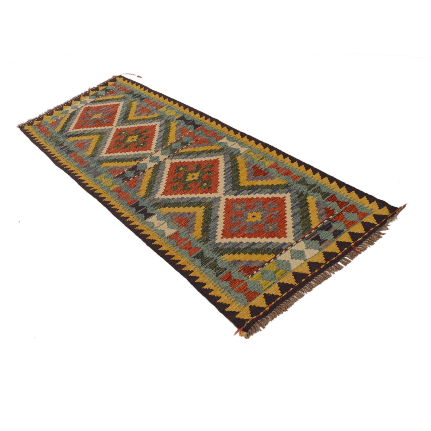 Short Kilim Runner 2' 5"x 6' 7" ft / 73 x 200 cm - No. W34764