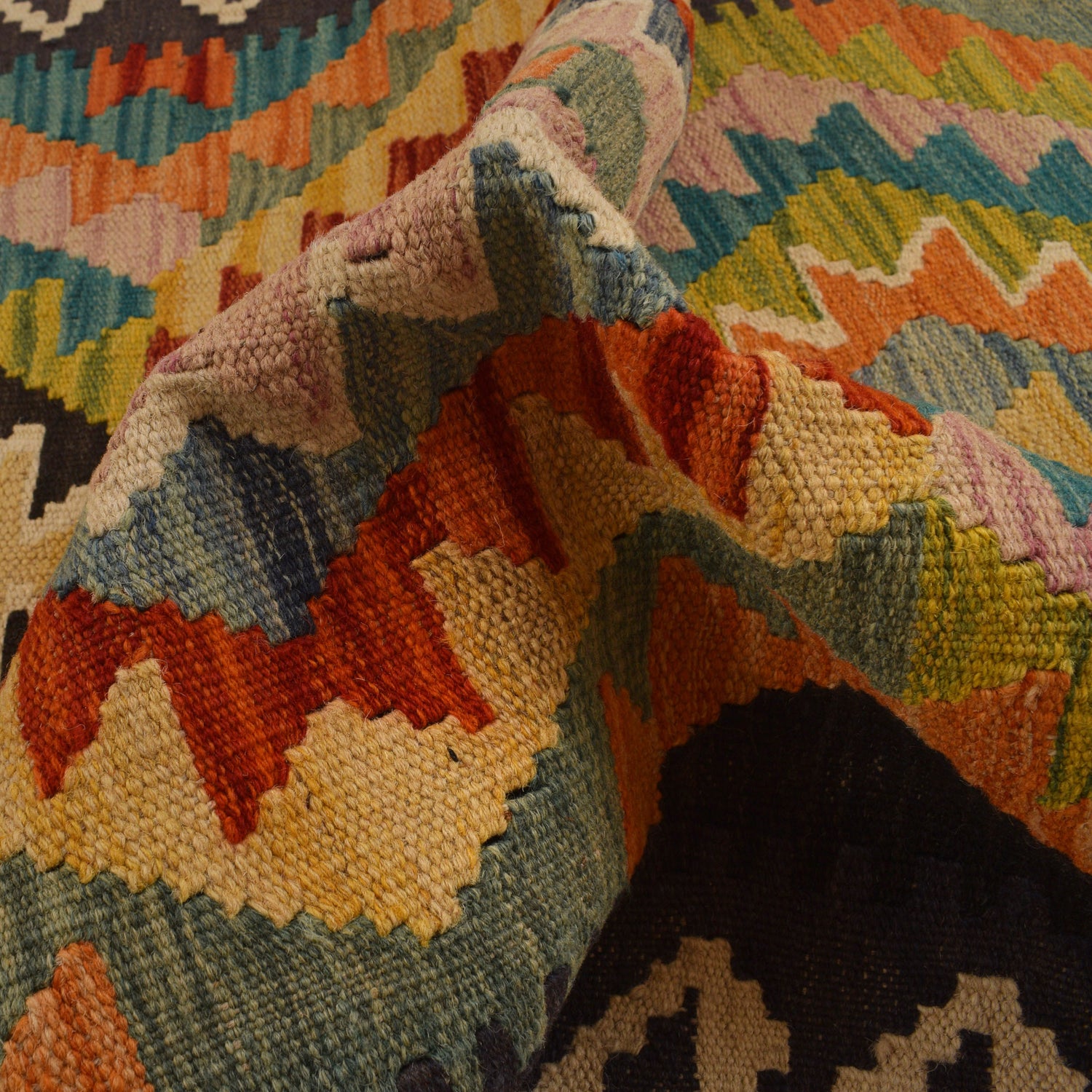 Hand Knotted Afghan Style Kilim Runner 2' 11" x 8' 0" ft / 88 x244 cm - No. W34772