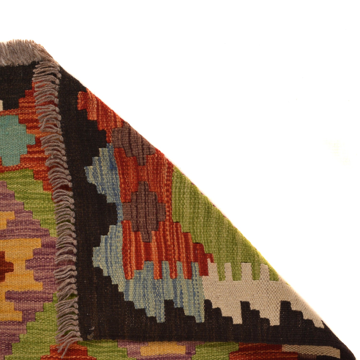 Hand Knotted Afghan Style Kilim Runner 2' 7" x 8' 1" ft / 78 x246 cm - No. W34774