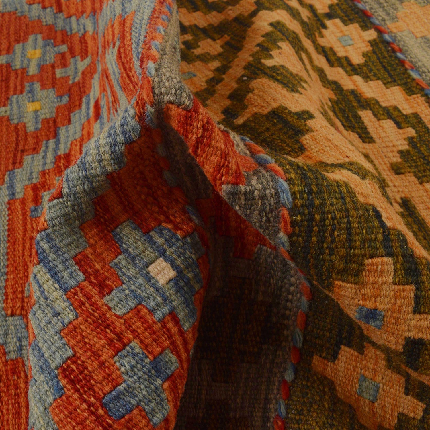 Colorful Flat-Weave Wool Kilim Runner 2' 4"x 6' 5" ft / 71 x 196 cm - No. W34774