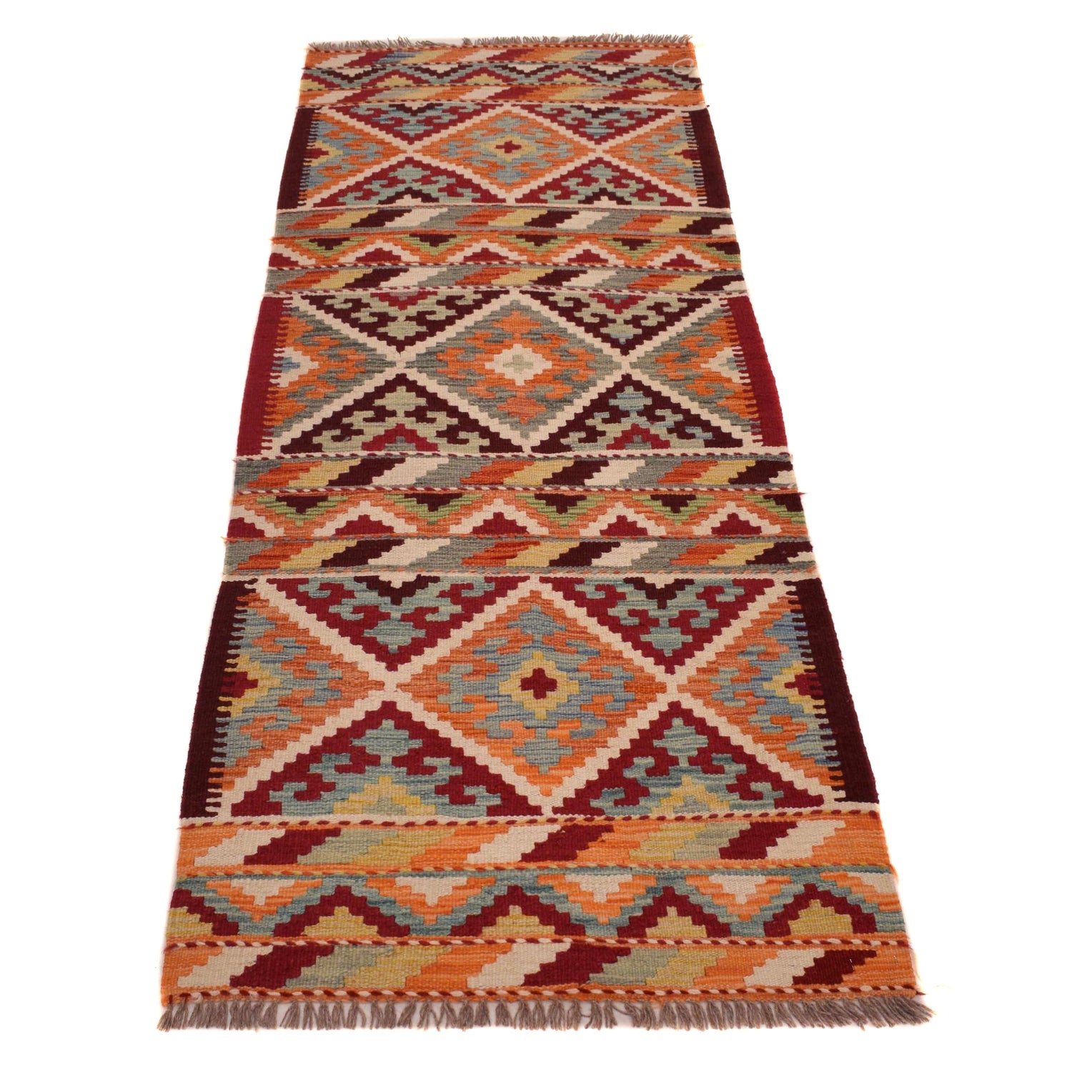 Short Chobi Kilim Runner 2' 5" x 6' 7" ft / 74 x 200 cm - No. W34776