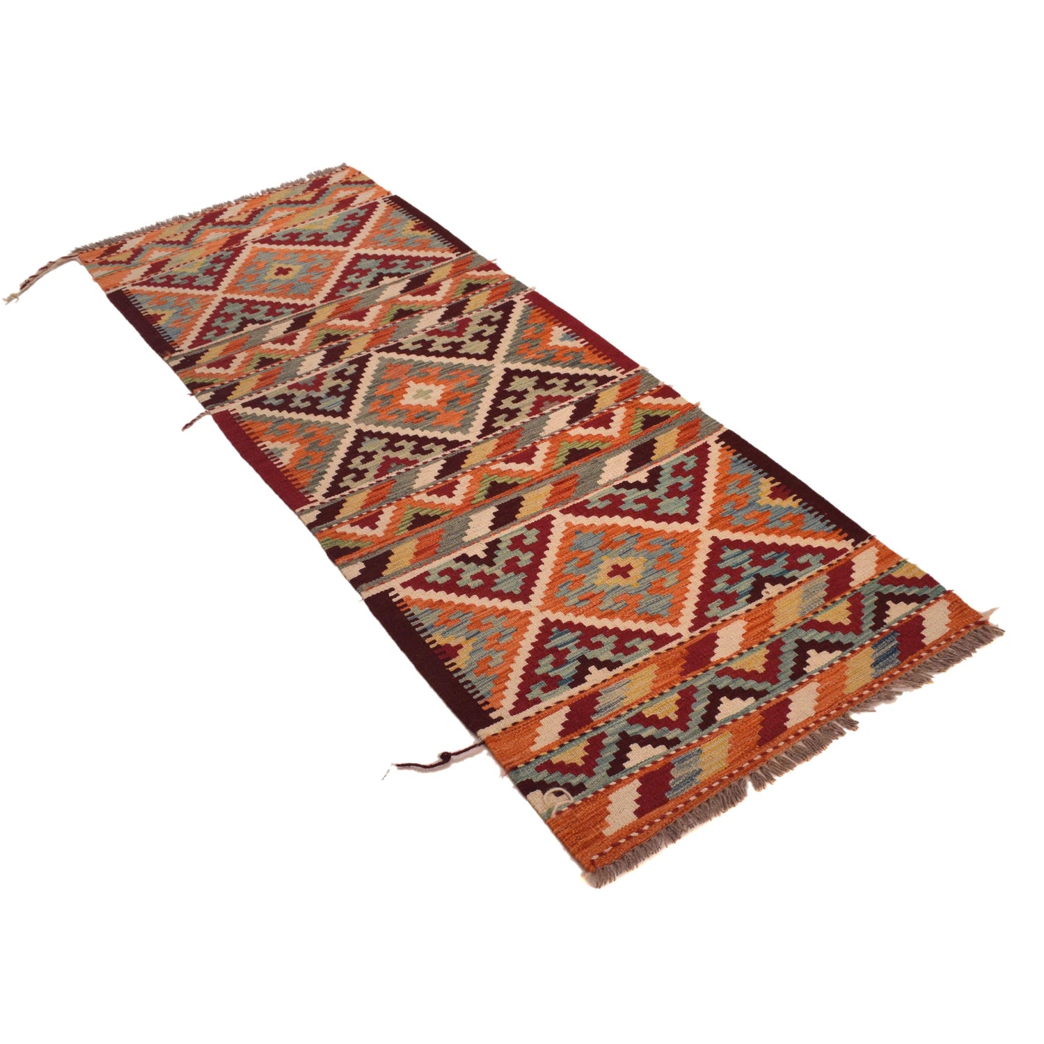 Short Chobi Kilim Runner 2' 5" x 6' 7" ft / 74 x 200 cm - No. W34776