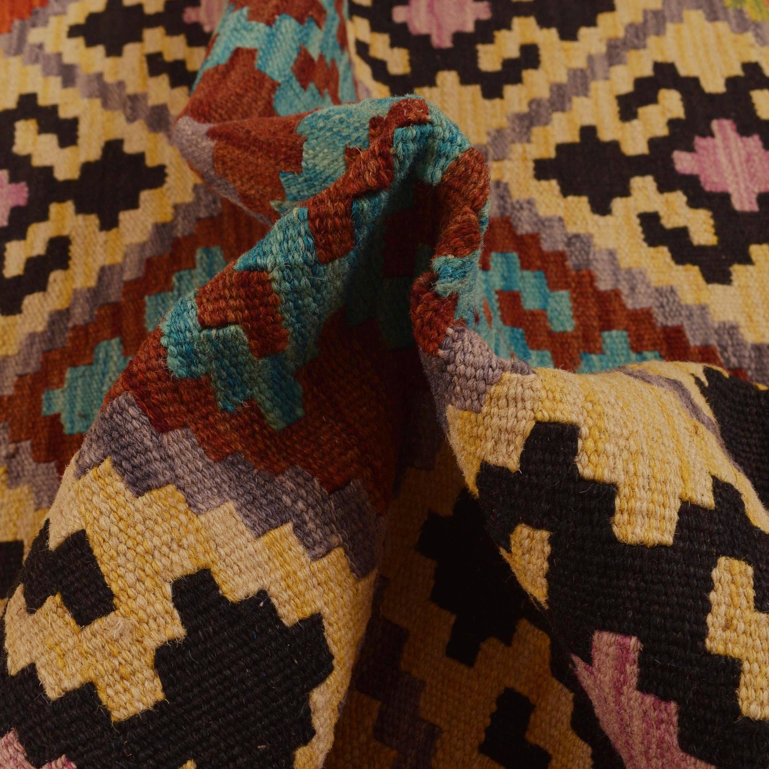 Handmade Afghan Vegetable Kilim 3' 4" x 5' 0" ft / 101 x 153 cm - No. W34784