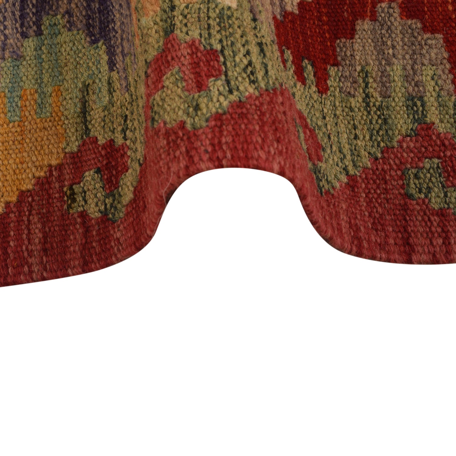 Colorful Flat-Weave Wool Kilim Runner 2' 0" x 5' 0" ft / 61 x 152 cm - No. W34787