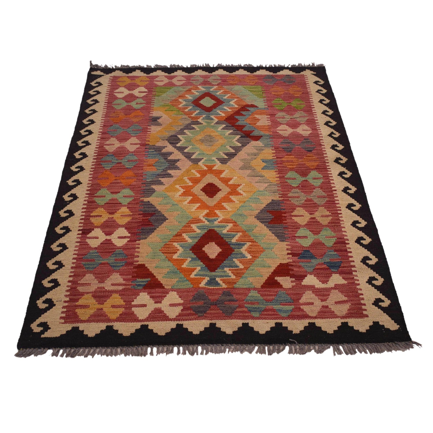 Handmade Afghan Vegetable Kilim 3' 3" x 5' 0" ft / 100 x 152 cm - No. W34805