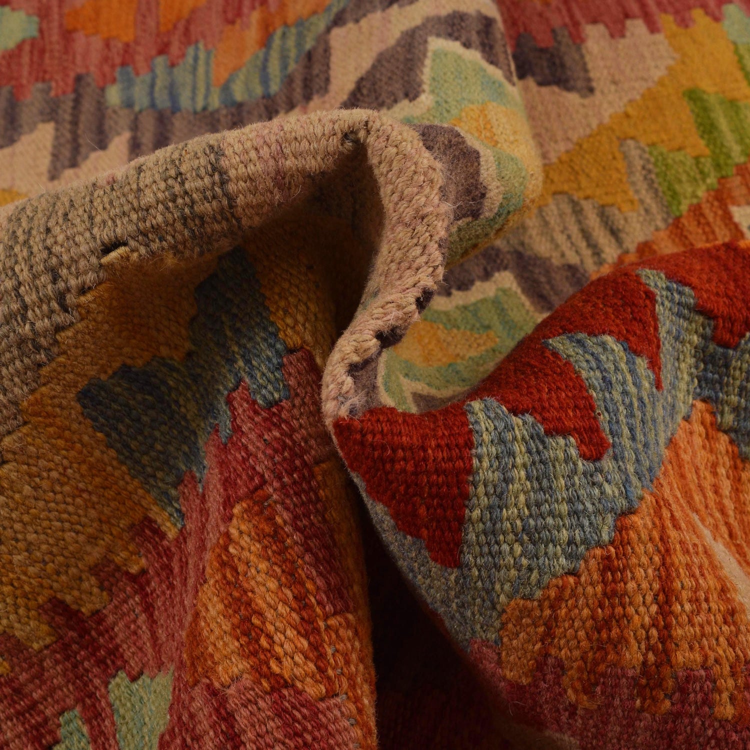 Handmade Afghan Vegetable Kilim 3' 3" x 5' 0" ft / 100 x 152 cm - No. W34805