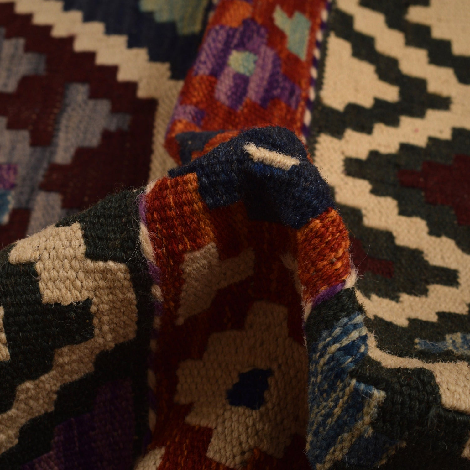 Handmade Turkish Design Wool Kilim 8' 3" x 9' 11" ft / 252 x 301 cm - No. W34821