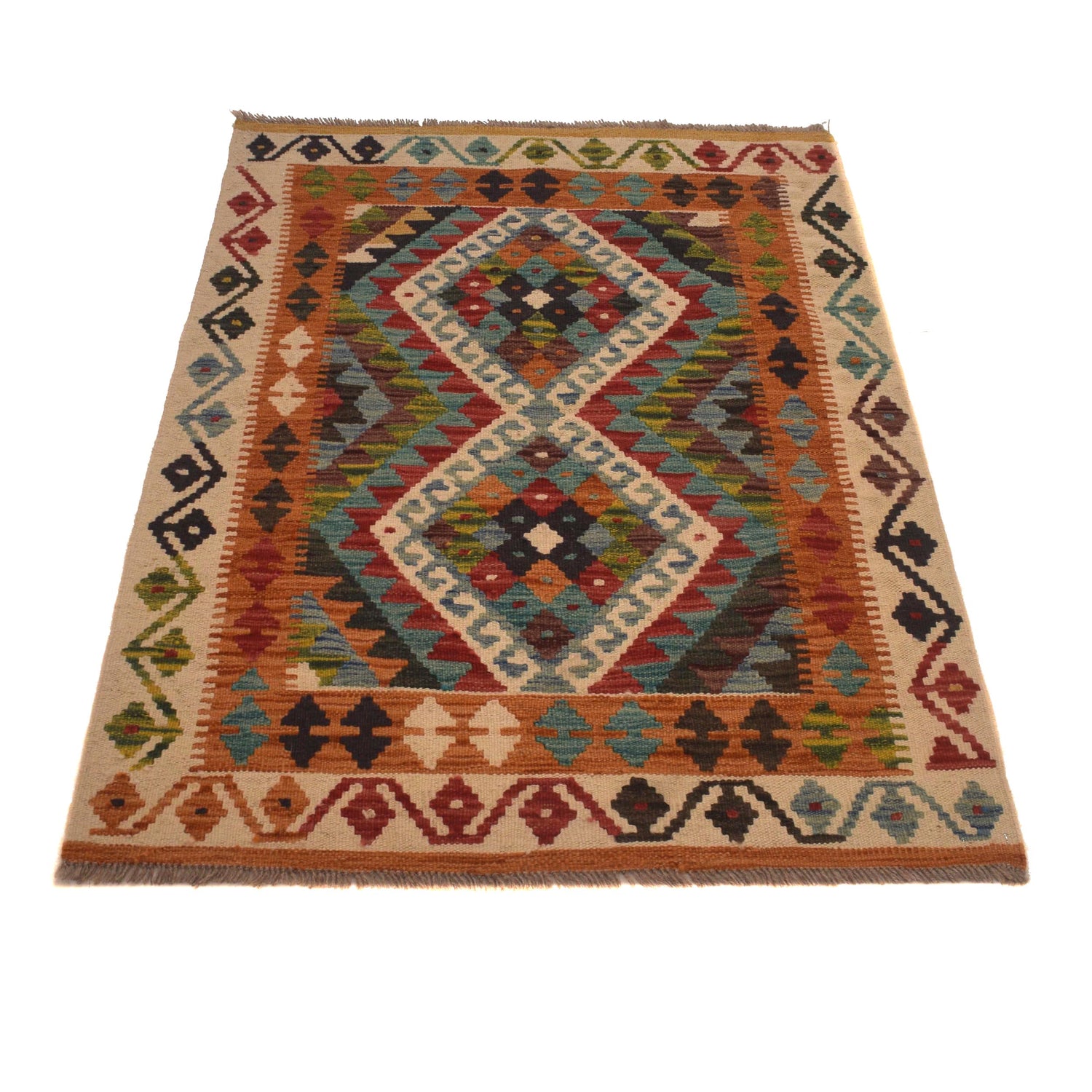Hand Woven Wool Kelim 2' 10" x 4' 0" ft / 87 x 121 cm - No. W34832