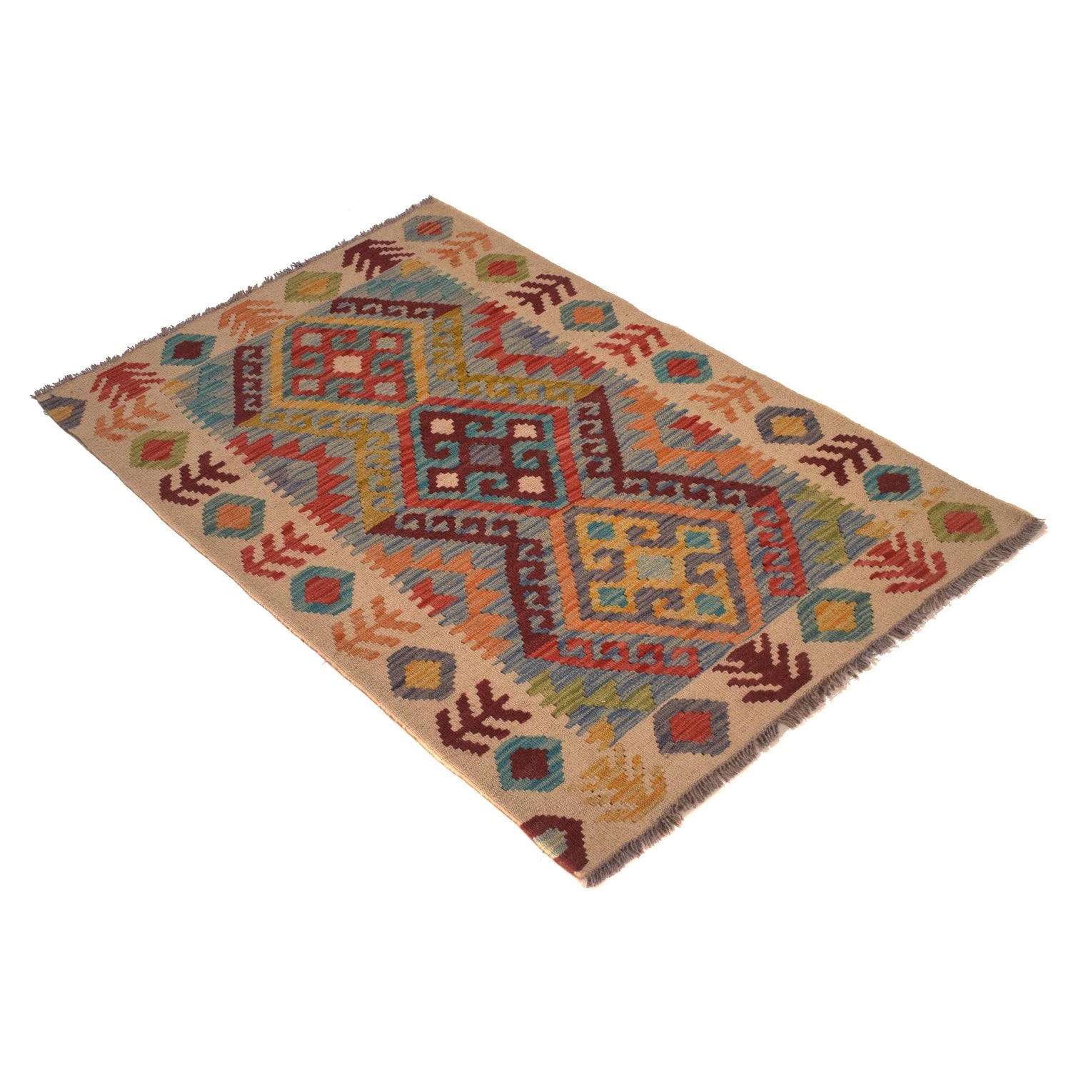 Hand Knotted Afghan Style Kilim 2' 7" x 4' 2" ft / 80 x 126 cm - No. W34838