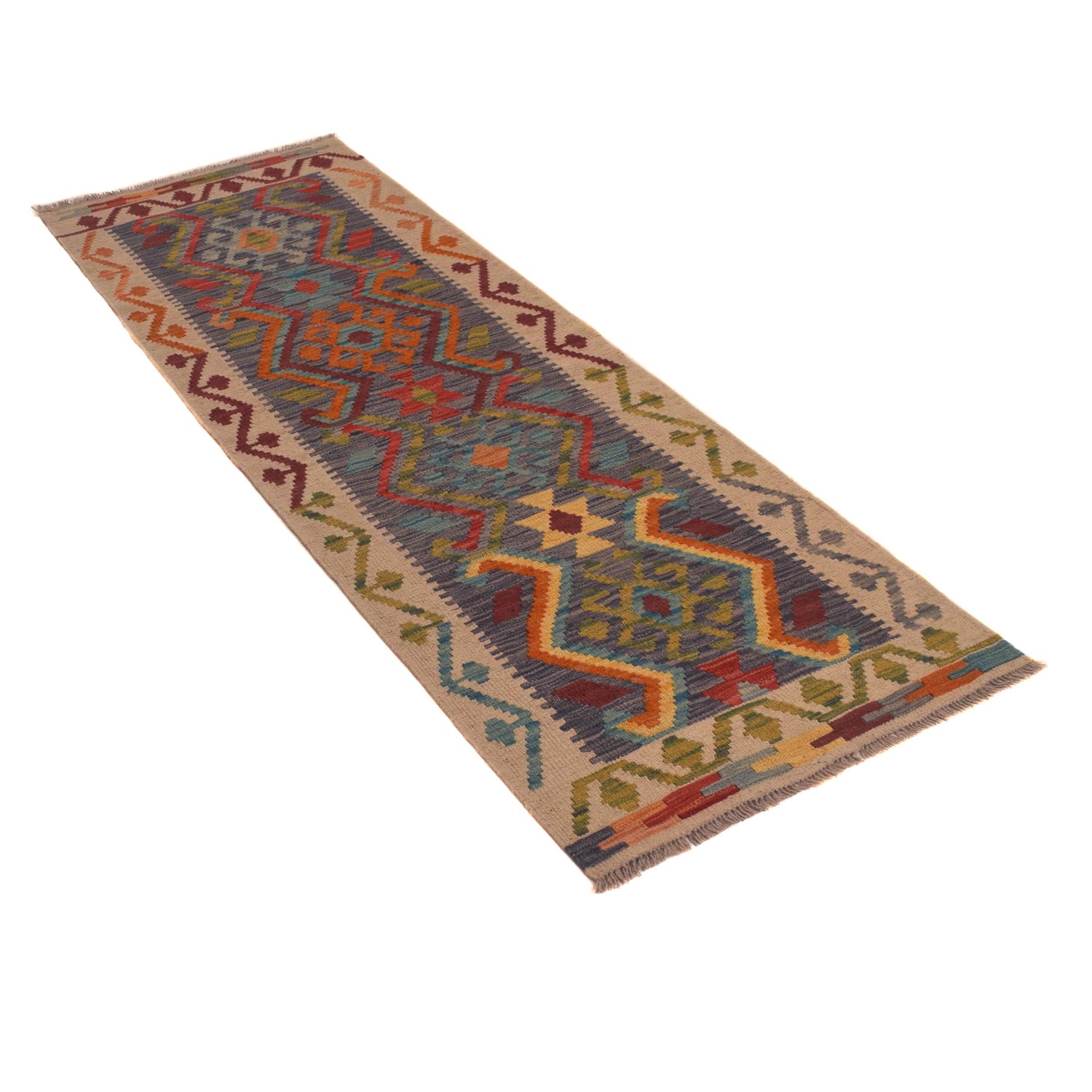 Hand Made Afghan Kilim Runner 2' 1" x 6' 5" ft / 64 x 195 cm - No. W34846