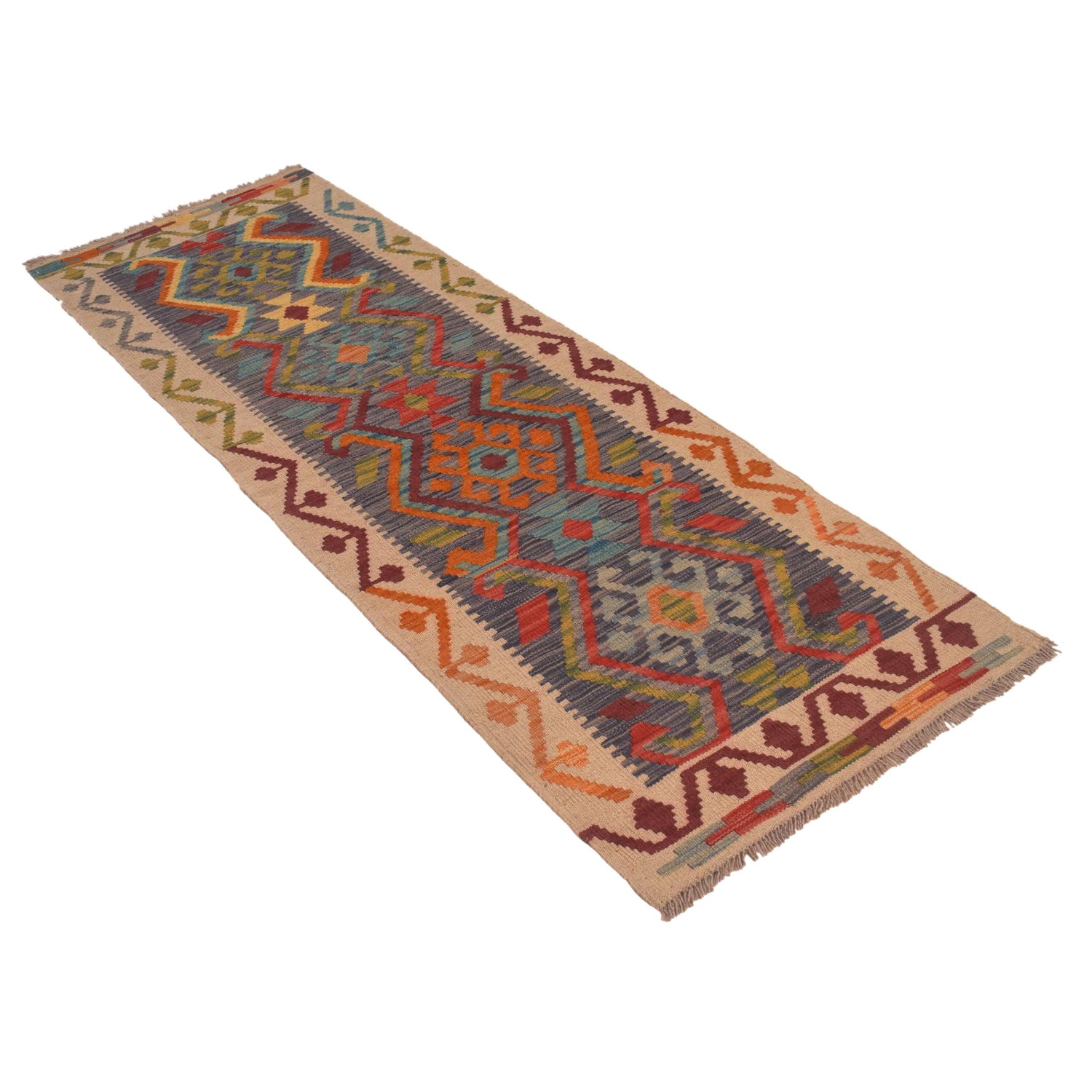 Hand Made Afghan Kilim Runner 2' 1" x 6' 5" ft / 64 x 195 cm - No. W34846