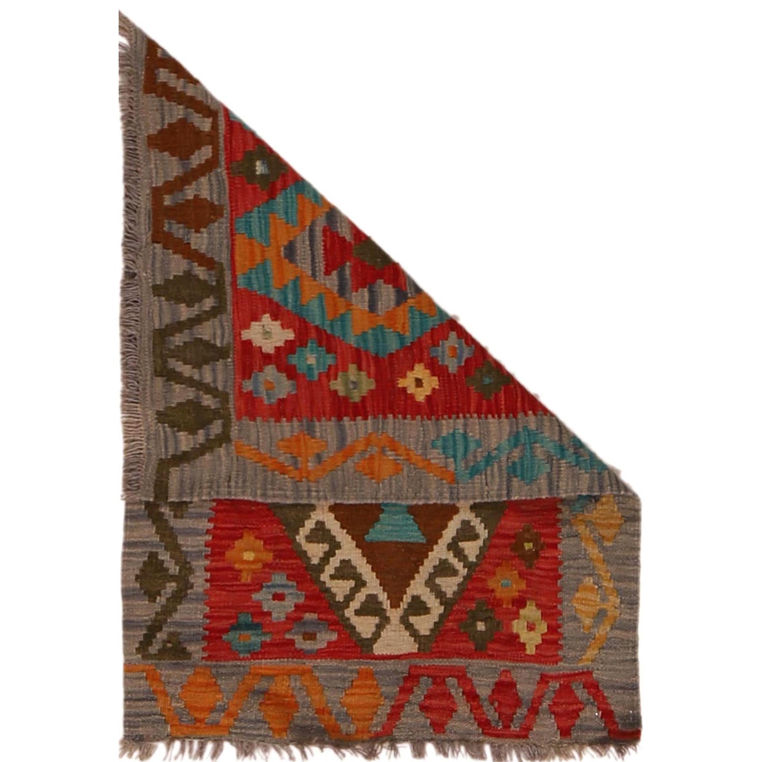 Hand Knotted Afghan Style Kilim 2' 0" x 2' 11" ft / 60 x 88 cm - No. W34850