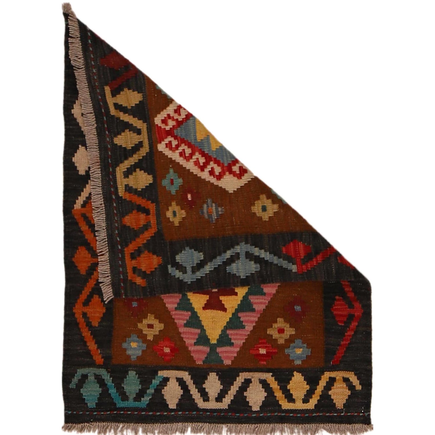 Hand Woven Wool Kelim 2' 2" x 2' 11" ft / 67 x 89 cm - No. W34851