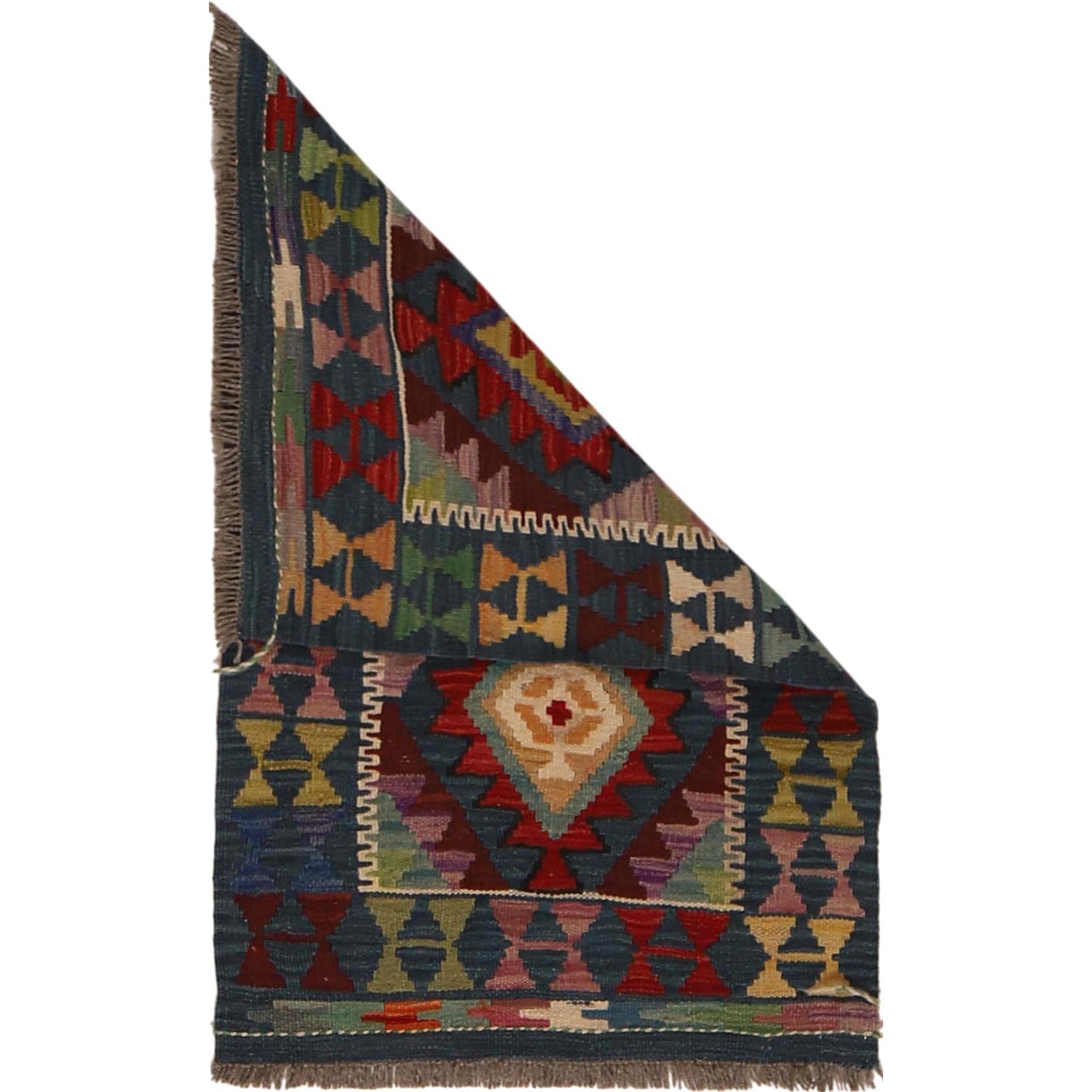 Handmade Turkish Design Wool Kilim 1' 11" x 3' 1" ft / 59 x 95 cm - No. W34852