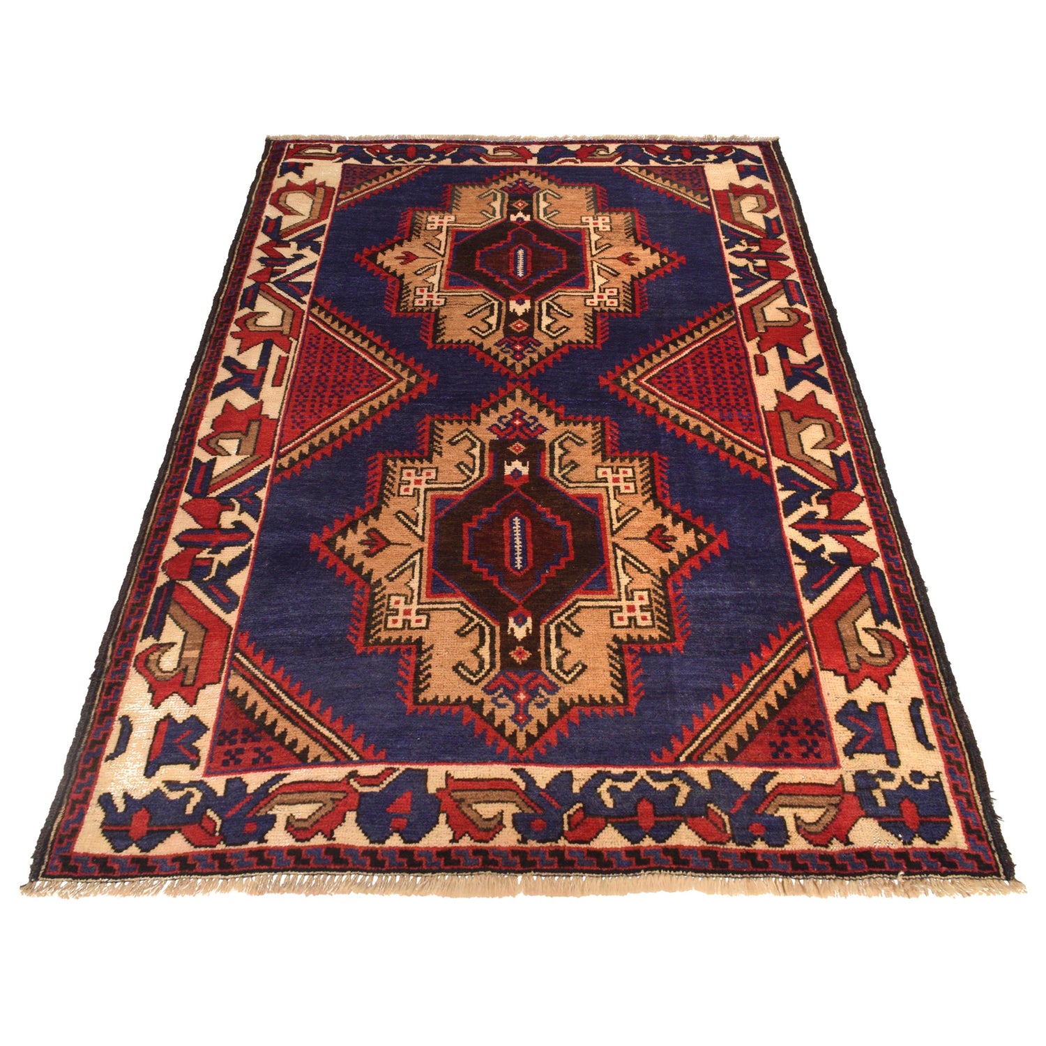Blue Baluchi Rug  4' 0" x 5' 8" ft / 122 x 173 cm - No. W35444