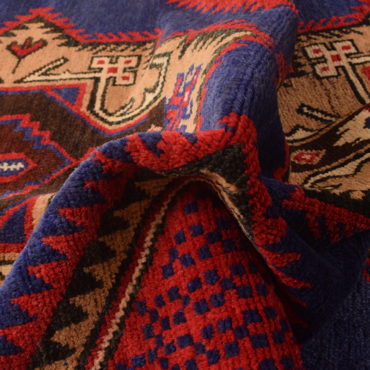 Blue Baluchi Rug  4' 0" x 5' 8" ft / 122 x 173 cm - No. W35444