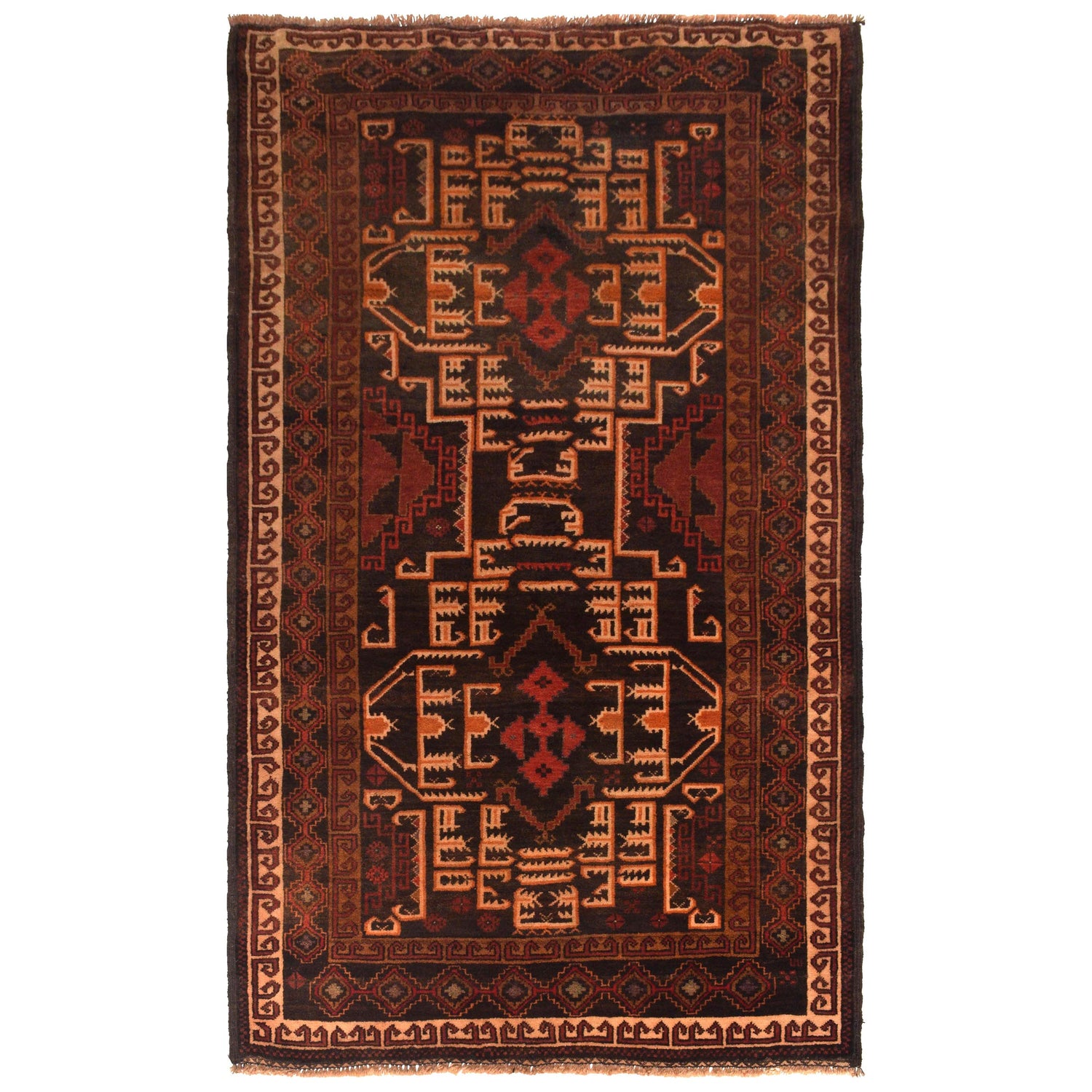 Handmade Baluchi Rug  3' 8" x 6' 2" ft / 111 x 187 cm - No. W35445