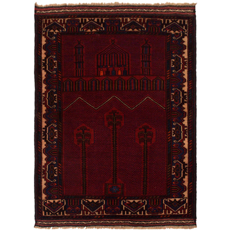 Handmade Prayer Rug 2' 11" x 4' 5" ft / 89 x 135 cm - No. W35450