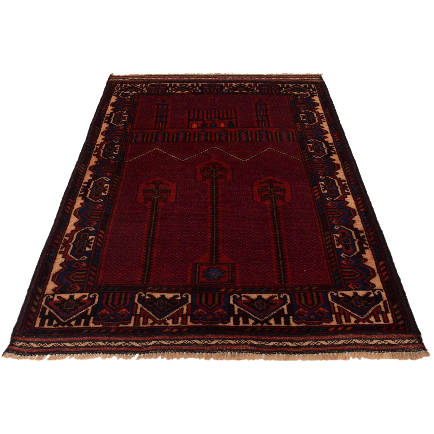 Handmade Prayer Rug 2' 11" x 4' 5" ft / 89 x 135 cm - No. W35450
