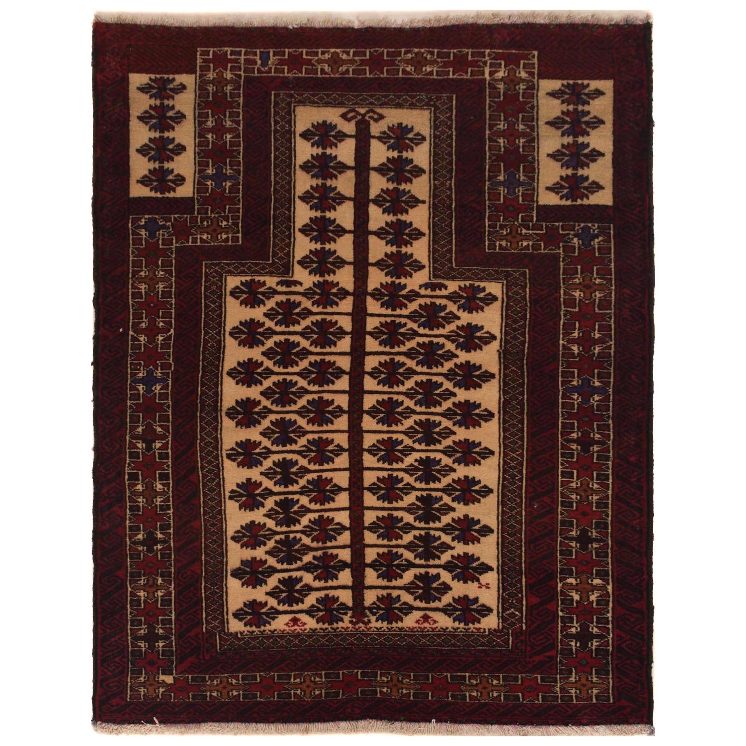 Multi Color Prayer Rug 3' 1" x 4' 4" ft / 95 x 131 cm - No. W35451