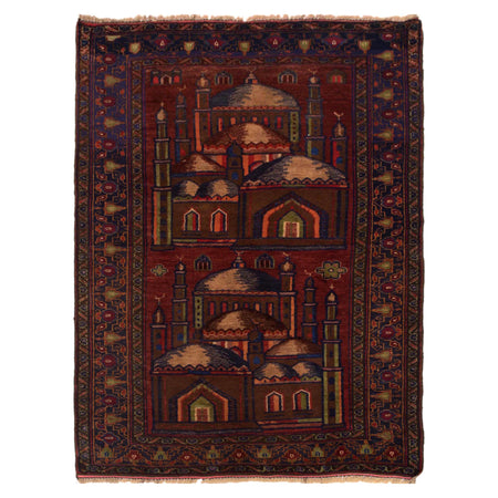 Muslim Prayer Rug 2' 11" x 4' 6" ft / 88 x 136 cm - No. W35452