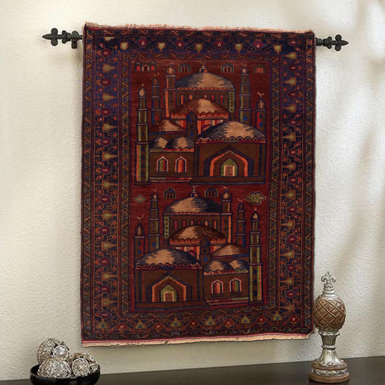 Muslim Prayer Rug 2' 11" x 4' 6" ft / 88 x 136 cm - No. W35452