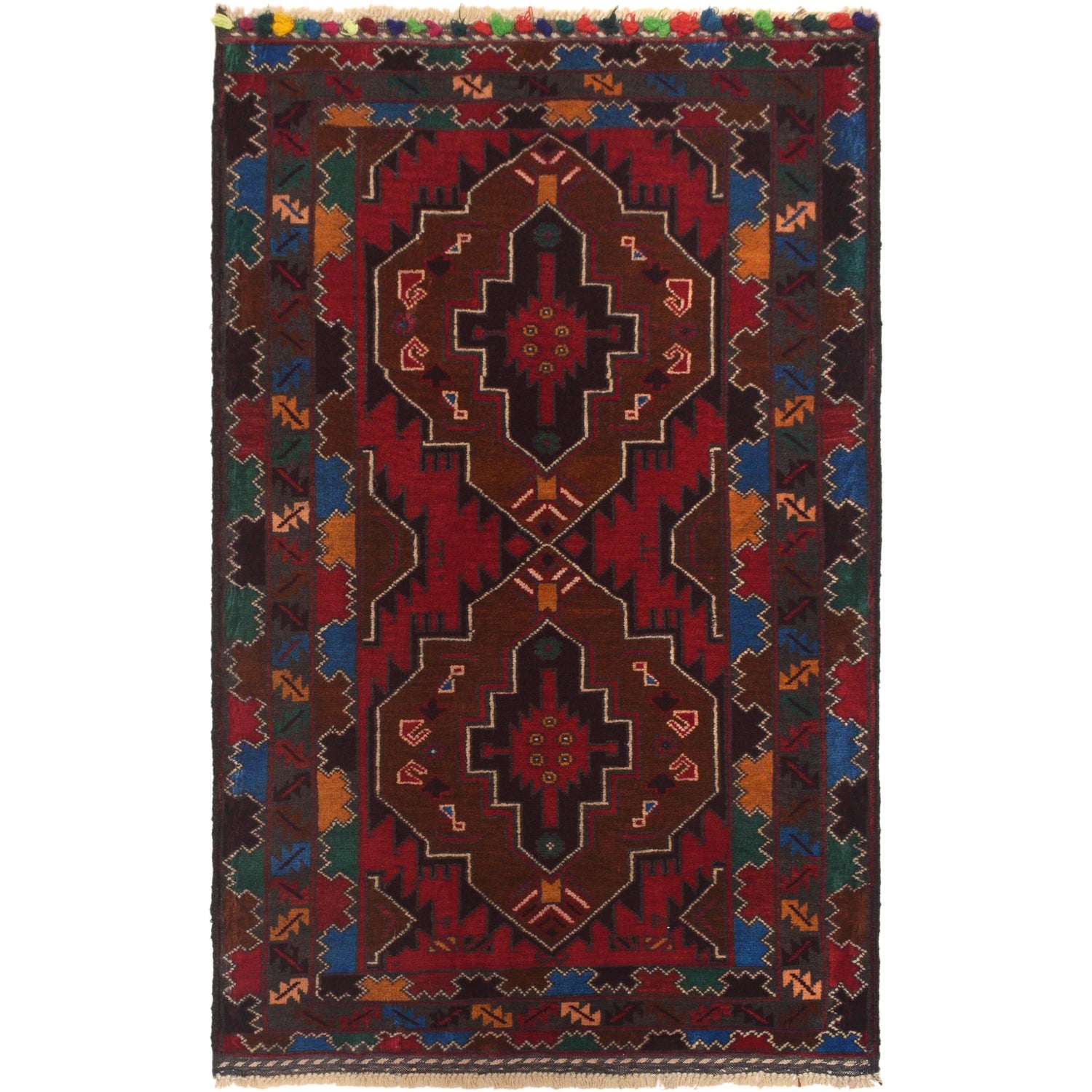 Multi Color Baluchi Rug 2' 9" x 4' 10" ft / 85 x 148 cm - No. W35454