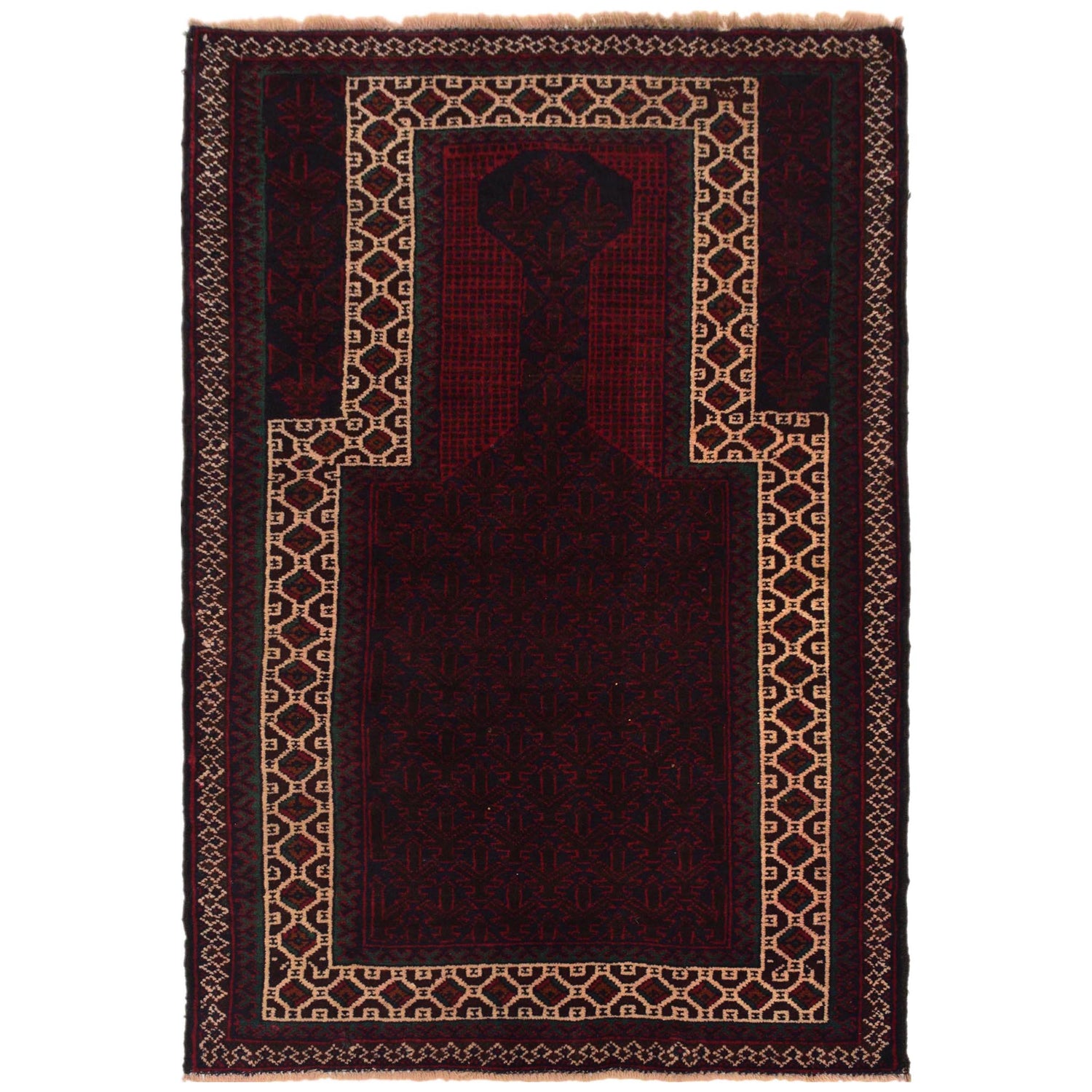 Small Prayer Carpet  2' 9" x 4' 5" ft / 85 x 135 cm - No. W35456
