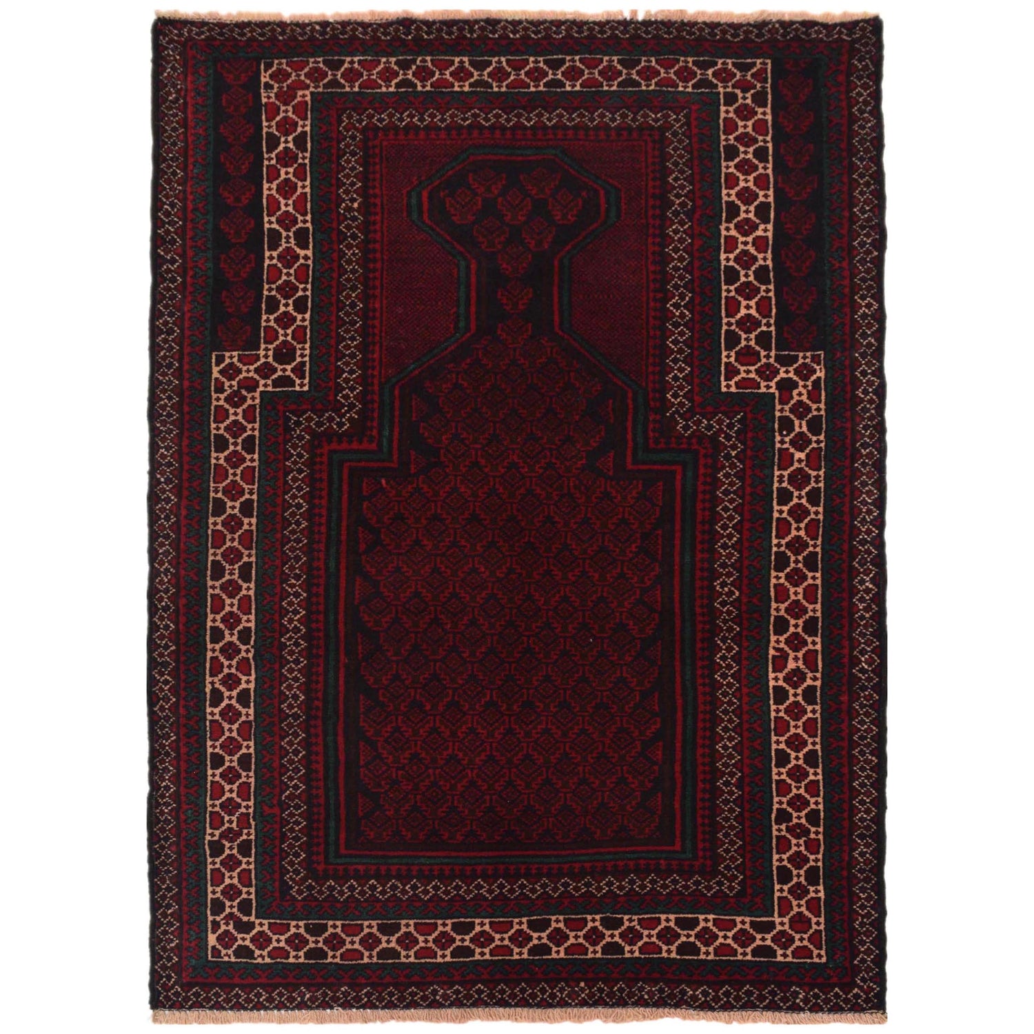 Hand Knotted Prayer Rug  2' 11" x 4' 5" ft / 90 x 135 cm - No. W35457