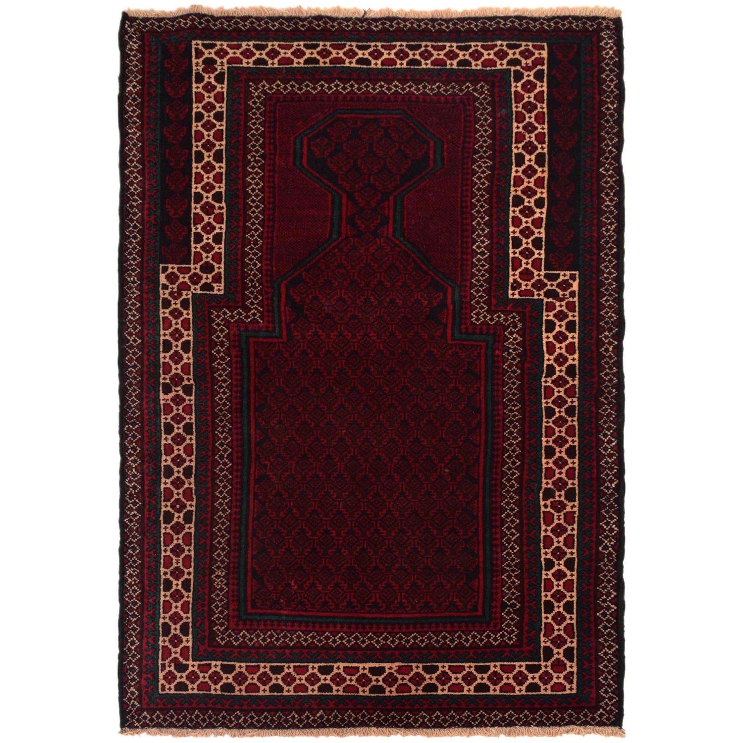 Handmade Prayer Rug 2' 11" x 4' 7" ft / 90 x 139 cm -No. W35458