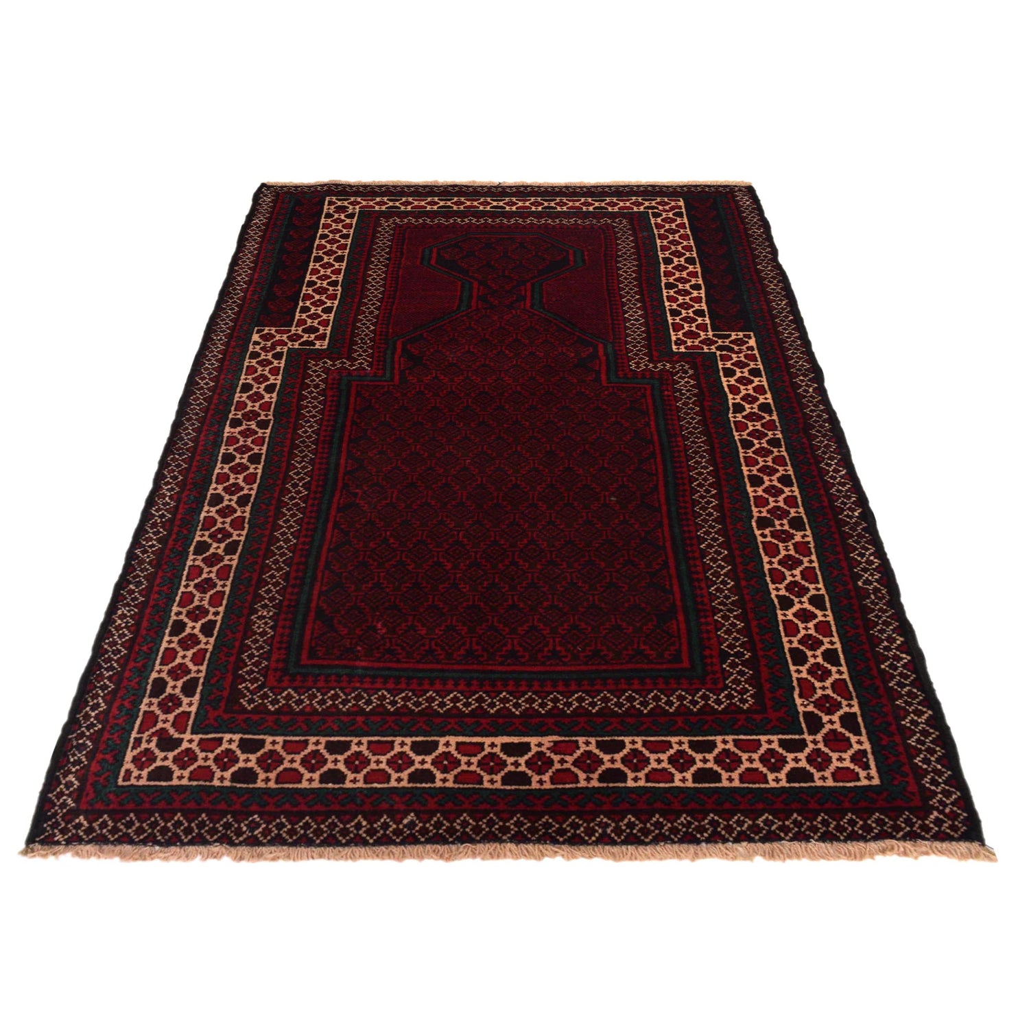 Handmade Prayer Rug 2' 11" x 4' 7" ft / 90 x 139 cm -No. W35458