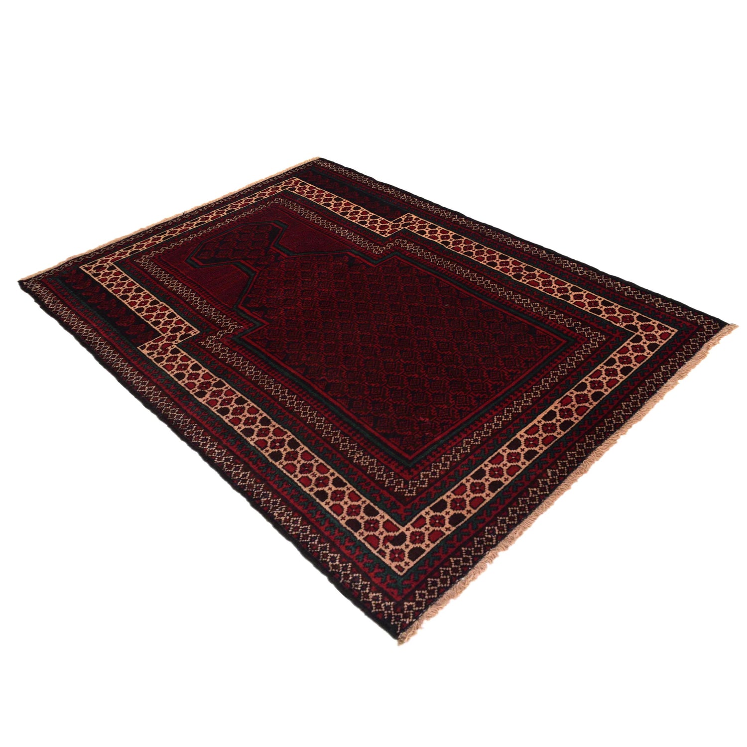 Handmade Prayer Rug 2' 11" x 4' 7" ft / 90 x 139 cm -No. W35458