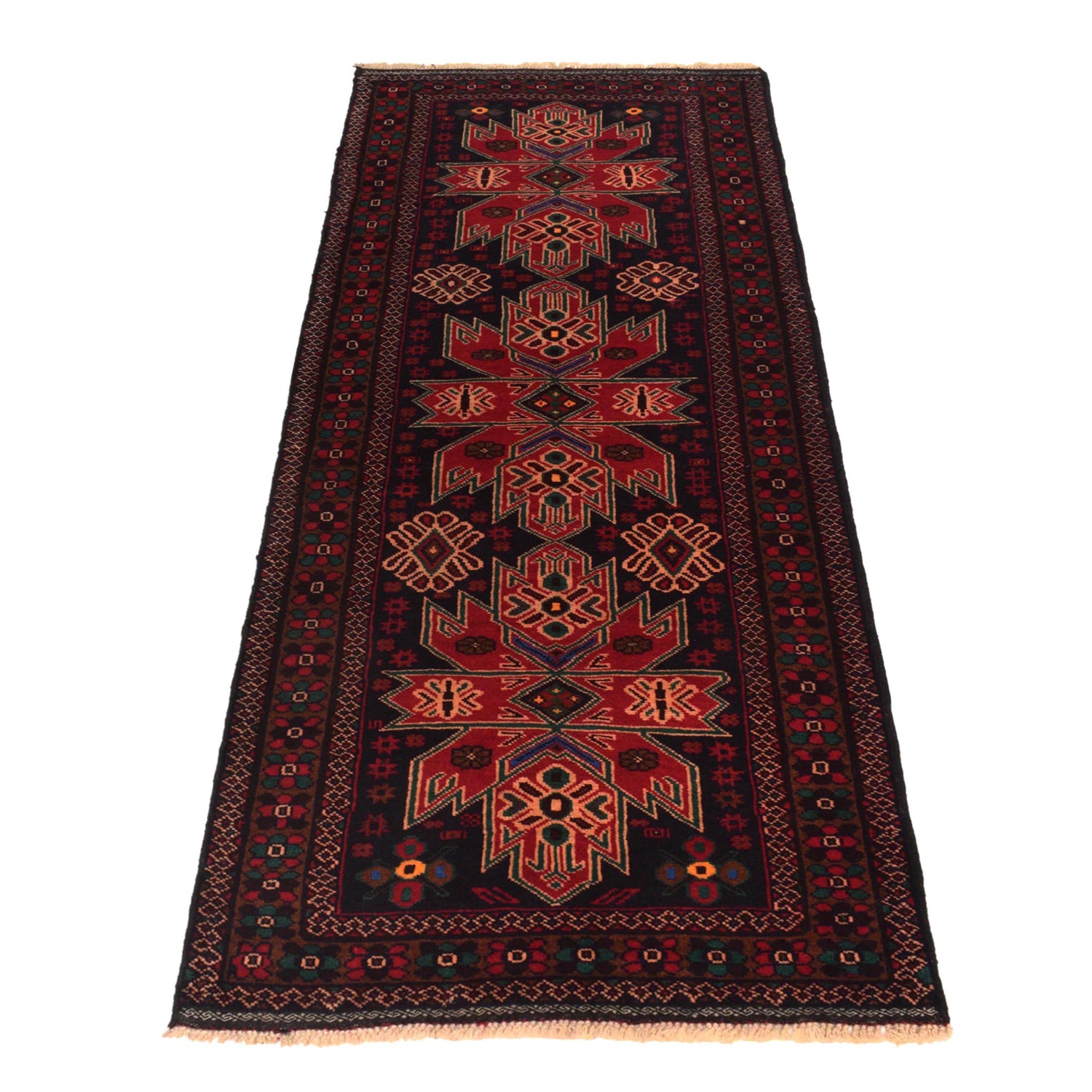 Traditional Handwoven Baluch Runner 2' 8" x 6' 8" ft / 81 x 203 cm - No. W35460