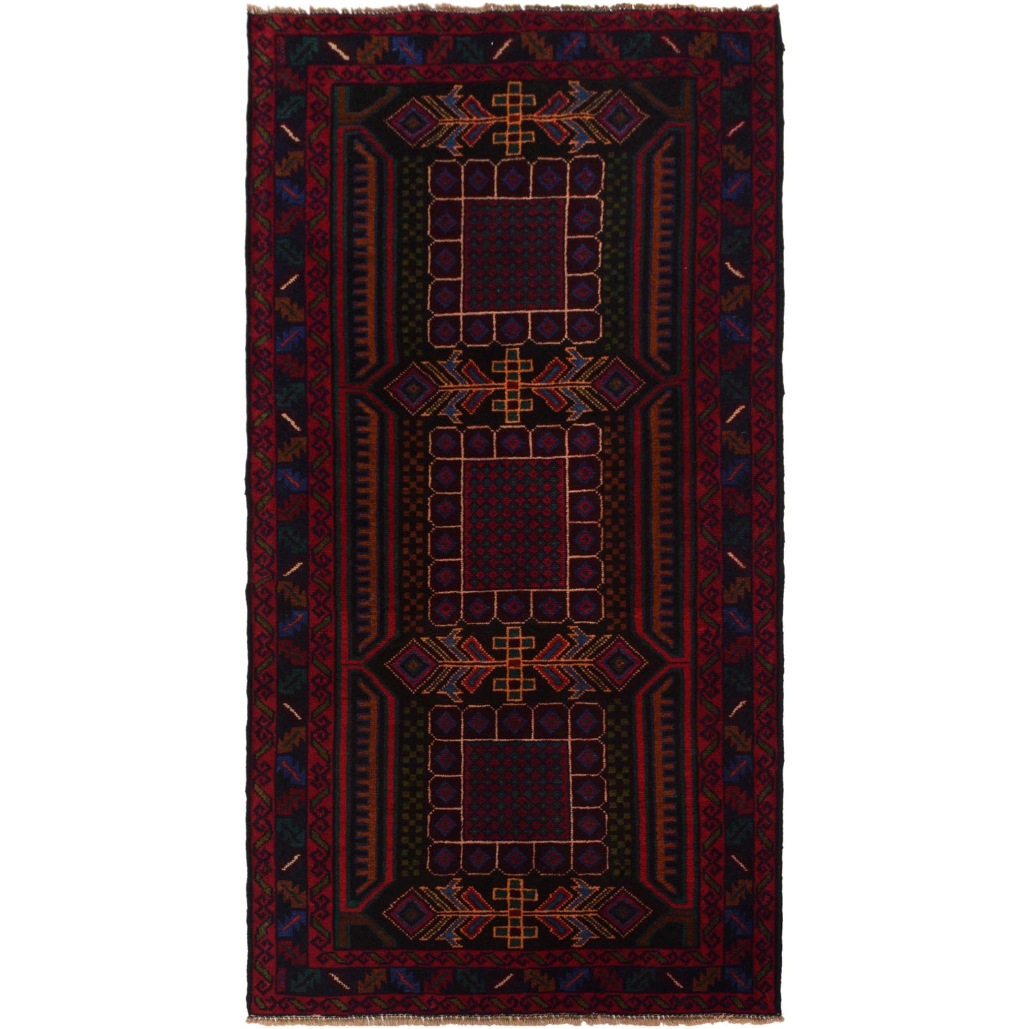 Traditional Handwoven Baluch Runner 3' 1" x 6' 1" ft / 92 x 186 cm - No. W35462