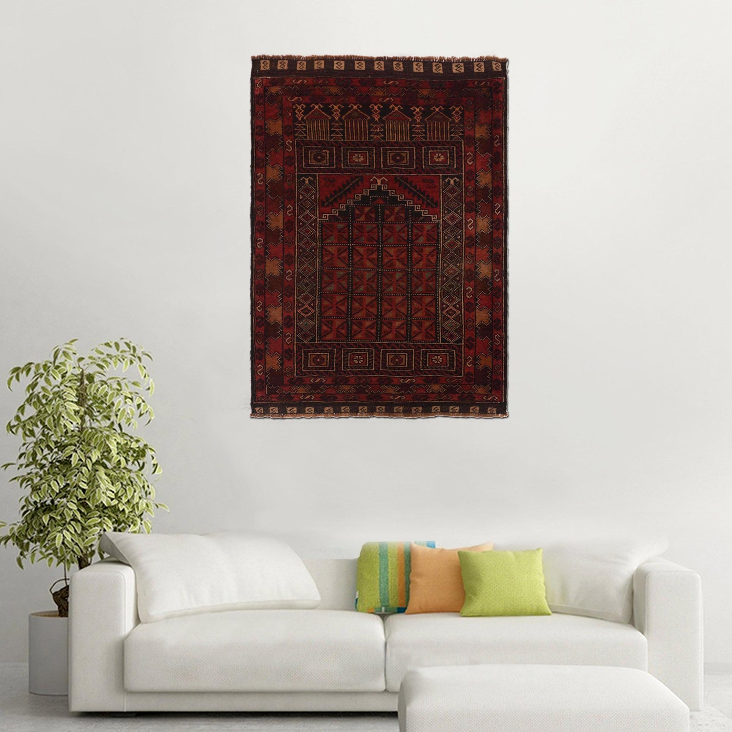 Islamic Prayer Carpet 3' 1" x 4' 8" ft / 93 x 143 cm -No. W35519