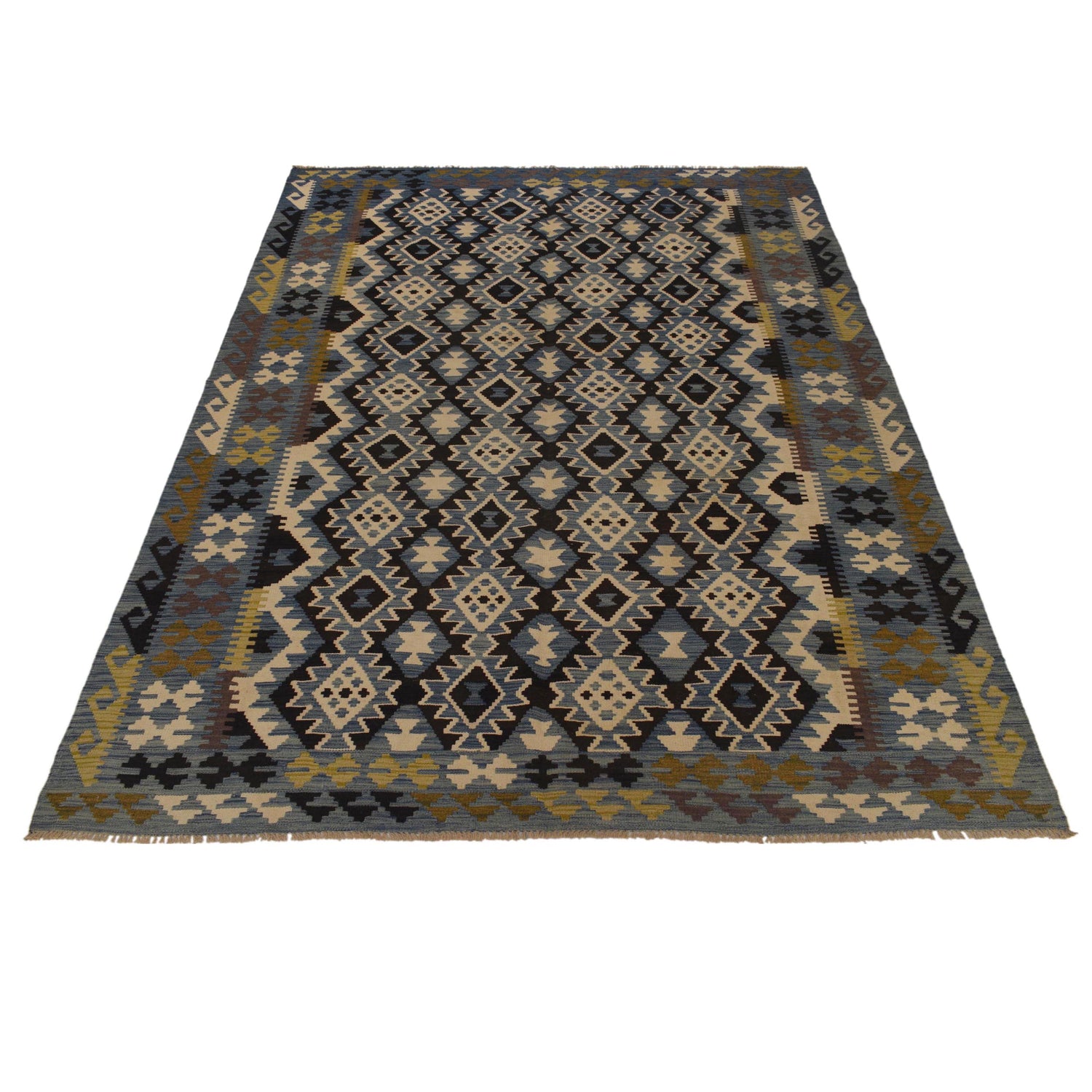 Hand Knotted Flatweave Kilim 6' 7" x 9' 6" ft / 201 x 290 cm - No. W35524