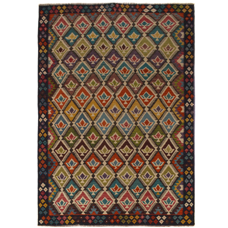 Handmade Afghan Vegetable Kilim 6' 8" x 10' 0" ft / 202 x 305 cm - No. W35525