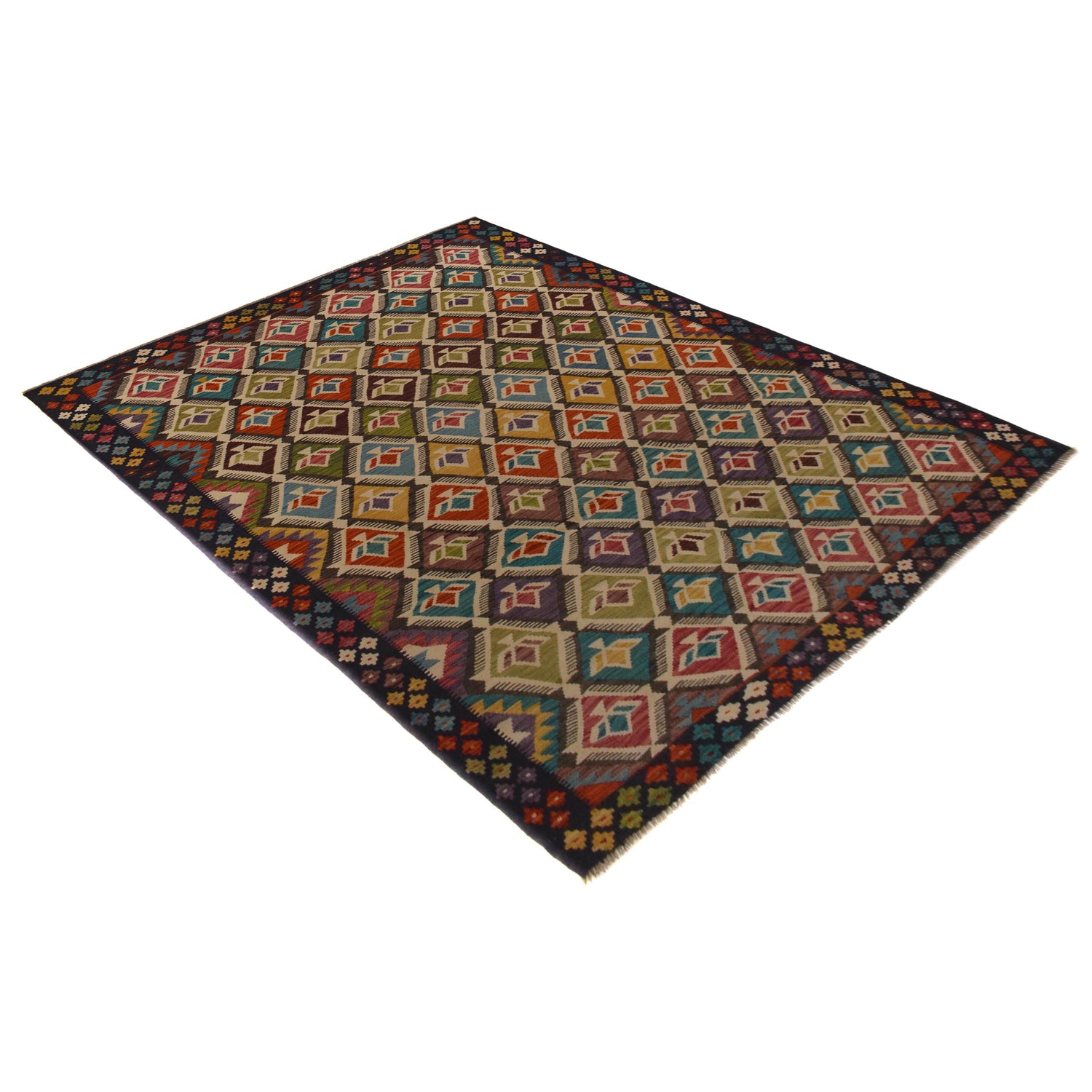 Handmade Afghan Vegetable Kilim 6' 8" x 10' 0" ft / 202 x 305 cm - No. W35525